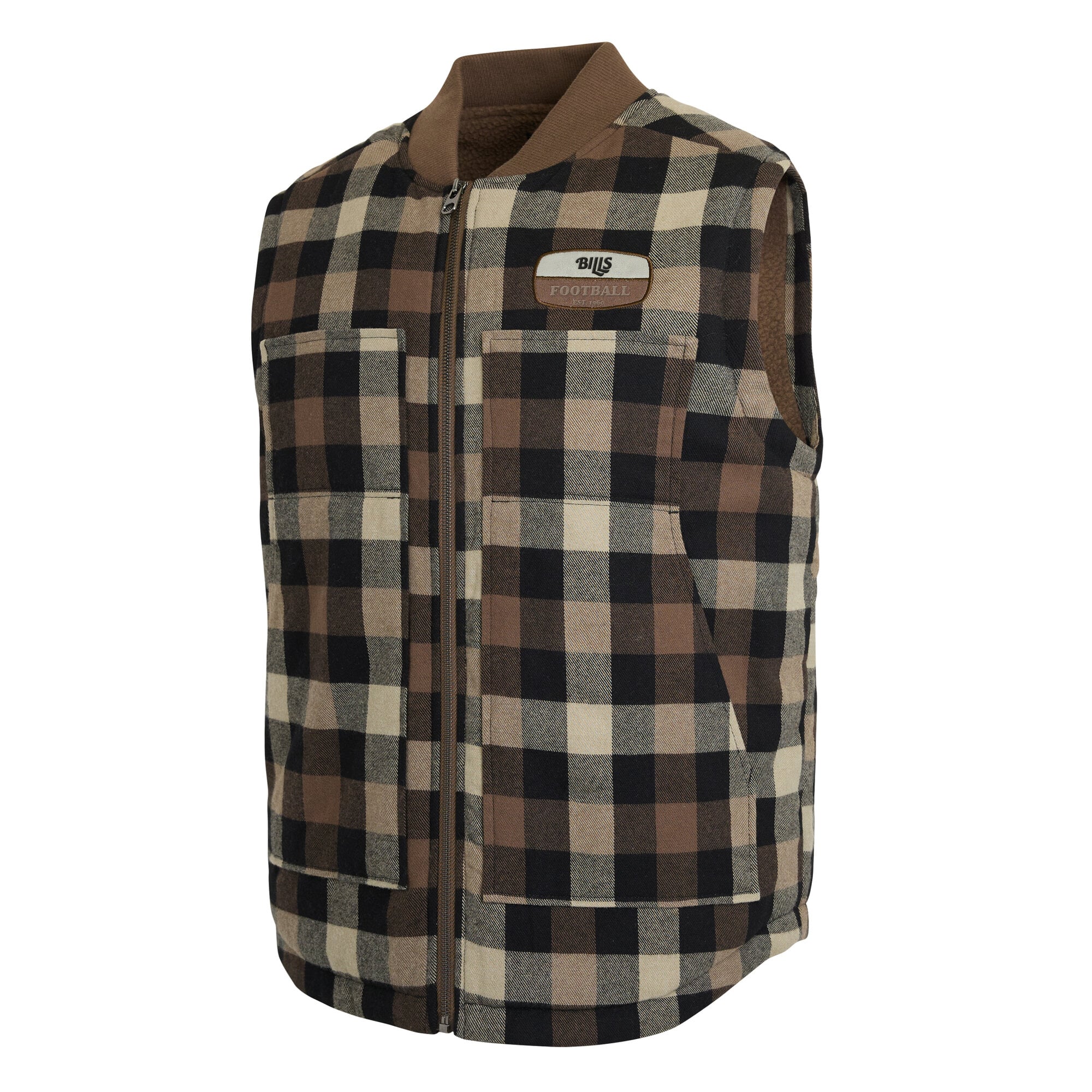 Men's Darius Rucker Collection by Fanatics Brown Buffalo Bills Brushed Plaid Sherpa Full-Zip Vest