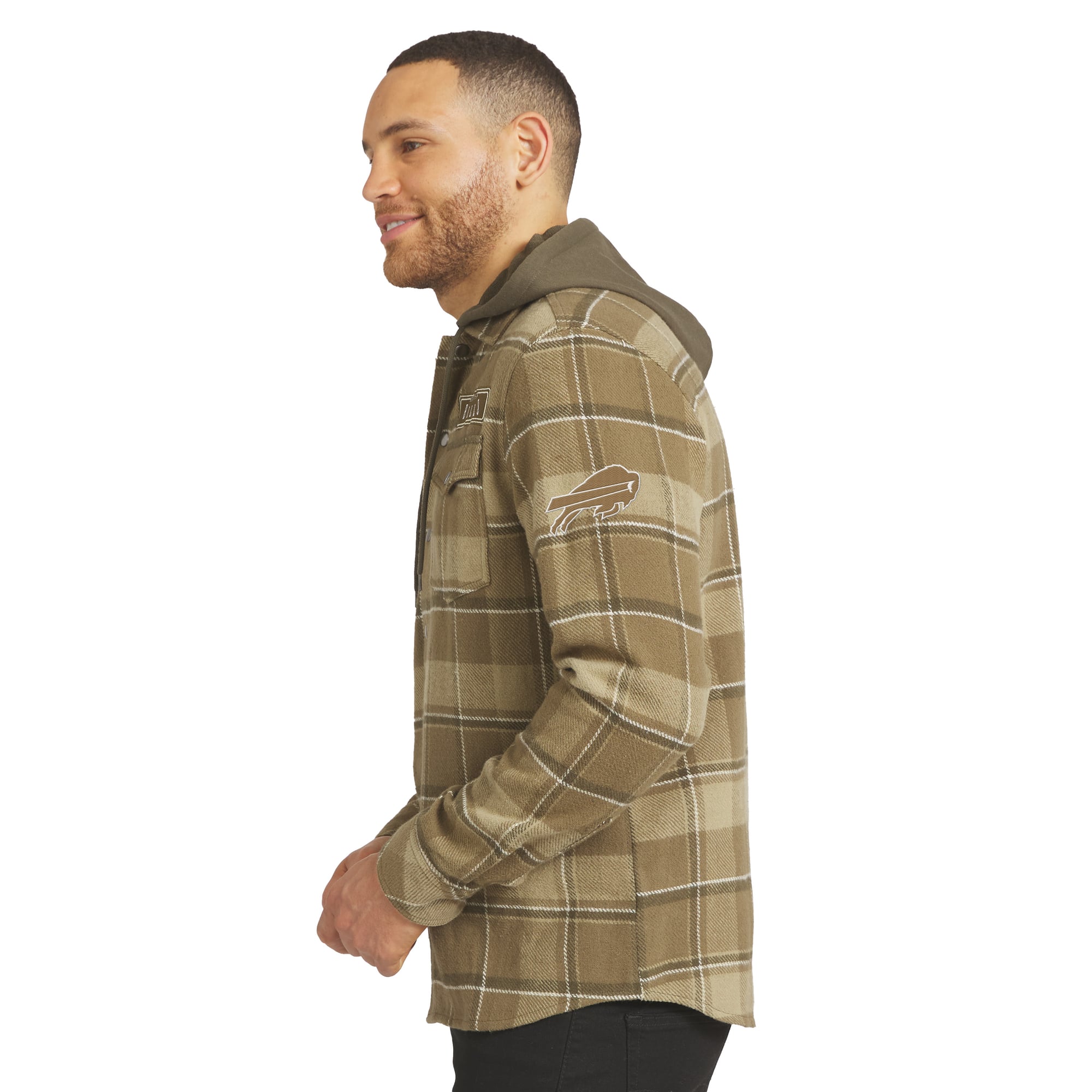 Men's Darius Rucker Collection by Fanatics Brown/Olive Buffalo Bills Woven Hooded Full-Snap Shacket