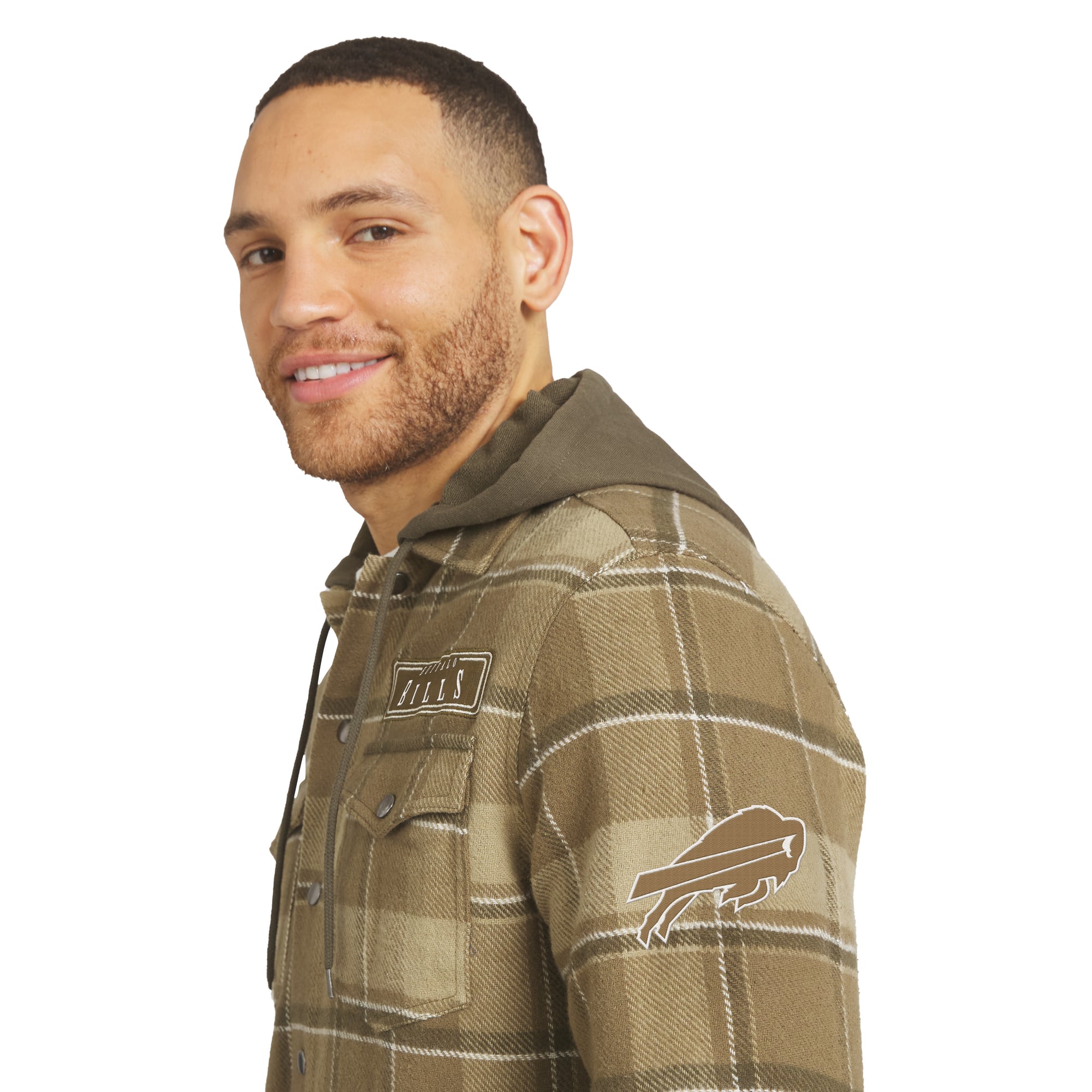 Men's Darius Rucker Collection by Fanatics Brown/Olive Buffalo Bills Woven Hooded Full-Snap Shacket