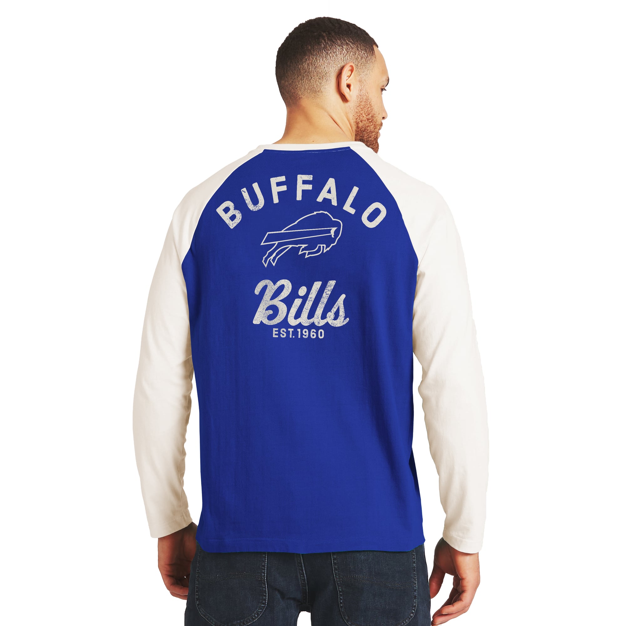 T-shirt à manches longues Henley Buffalo Bills, collection Darius Rucker pour homme par Fanatics, bleu royal/crème