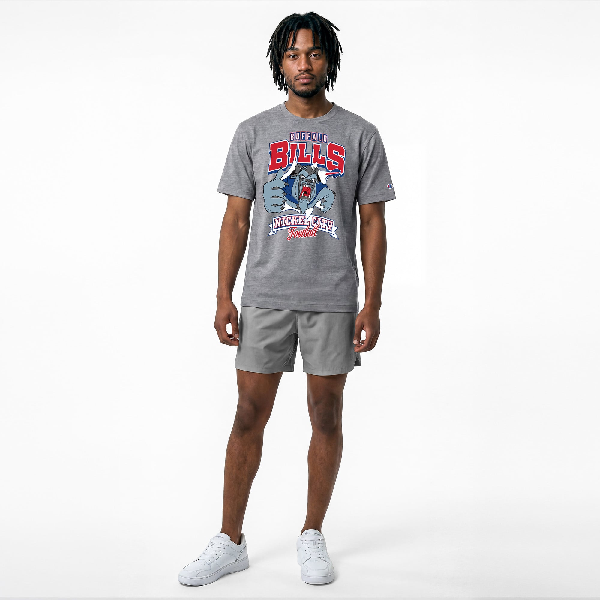 Men's Disney x Champion Gray Buffalo Bills Beast All-Star T-Shirt
