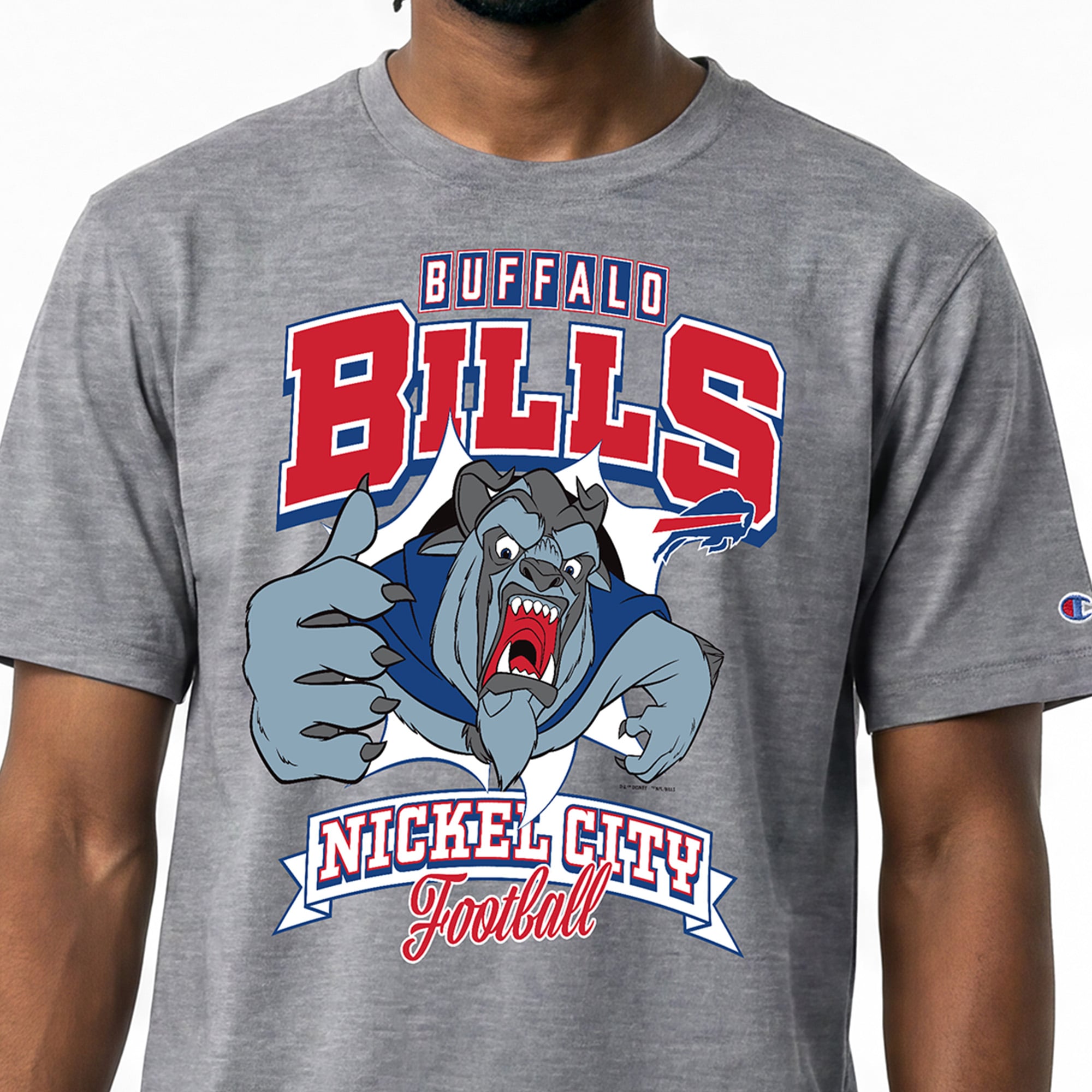 Men's Disney x Champion Gray Buffalo Bills Beast All-Star T-Shirt