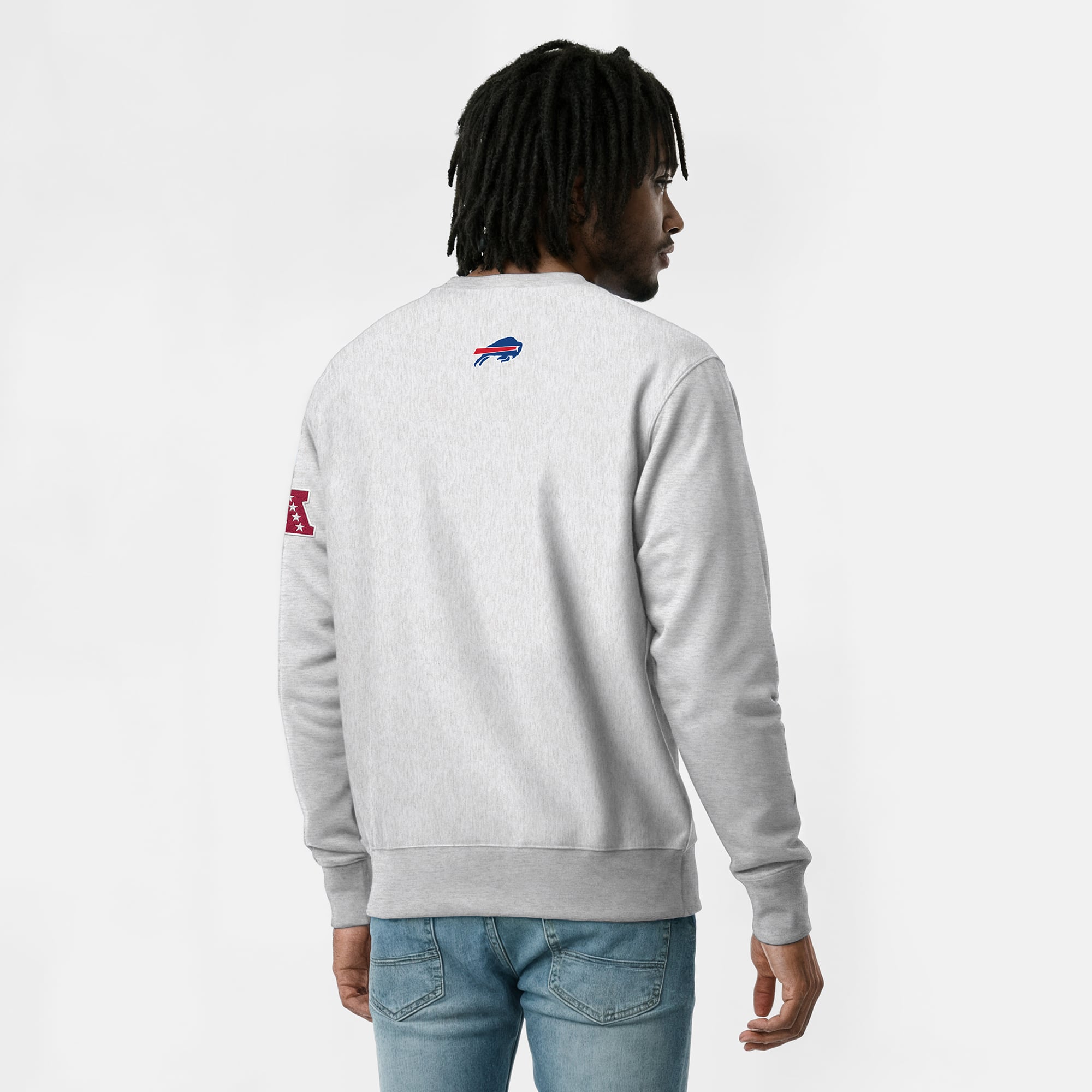 Men's Disney x Champion Heather Gray Buffalo Bills Beast Reverse Weave Sweatshirt