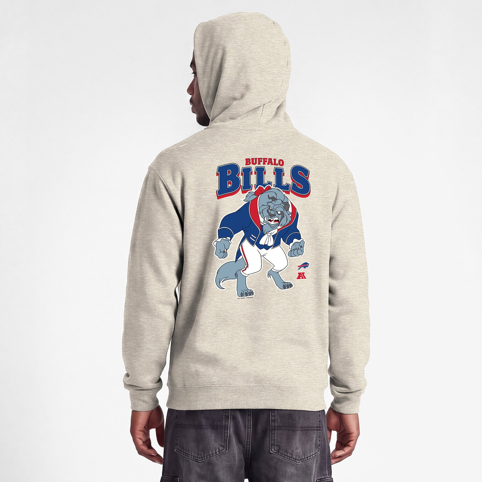 Sweat à capuche homme Disney x Champion Oatmeal Buffalo Bills Powerblend Fullback