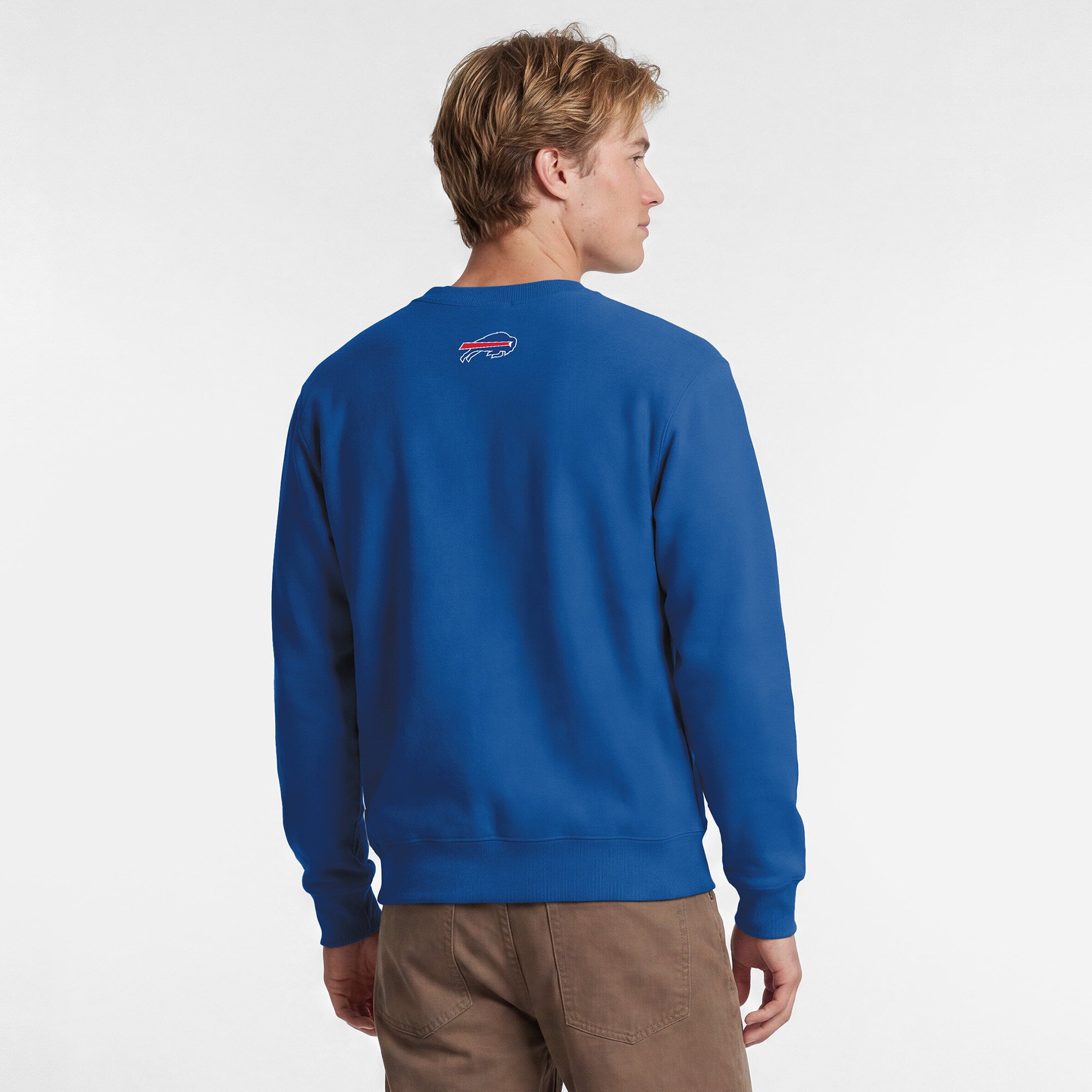 Men's Disney x Champion Royal Buffalo Bills Beast Powerblend Sweatshirt