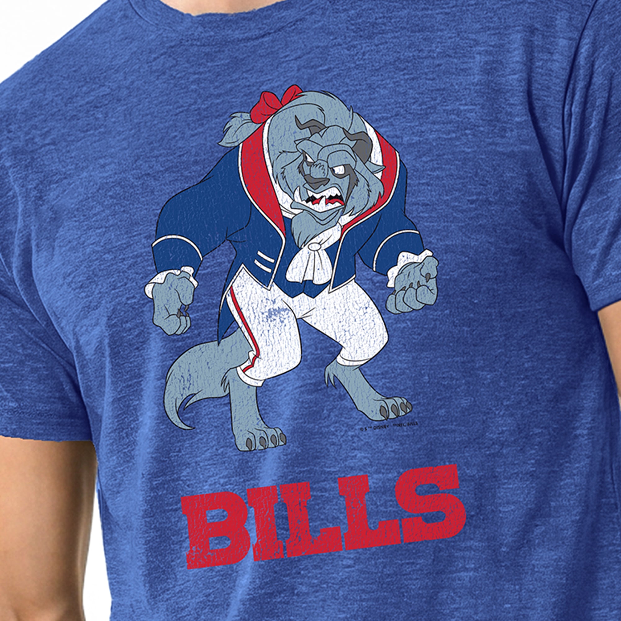 Men's Disney x Champion Royal Buffalo Bills Beast Tri-Blend T-Shirt