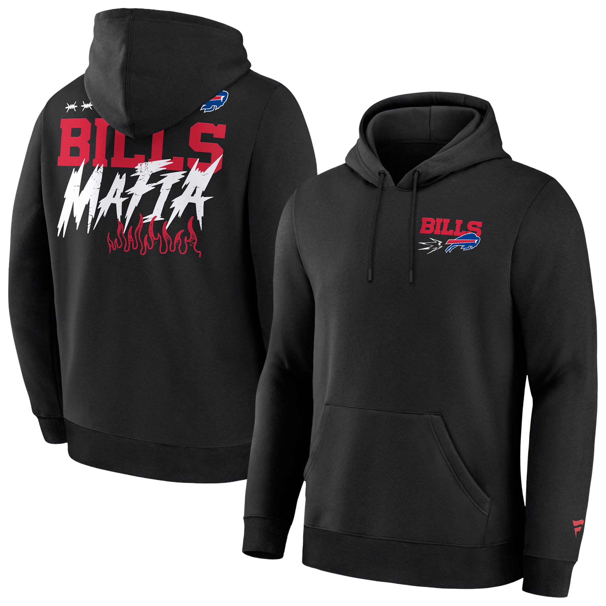 Sweat à capuche Fanatics Black Buffalo Bills pour homme, grandes tailles, style Mafia