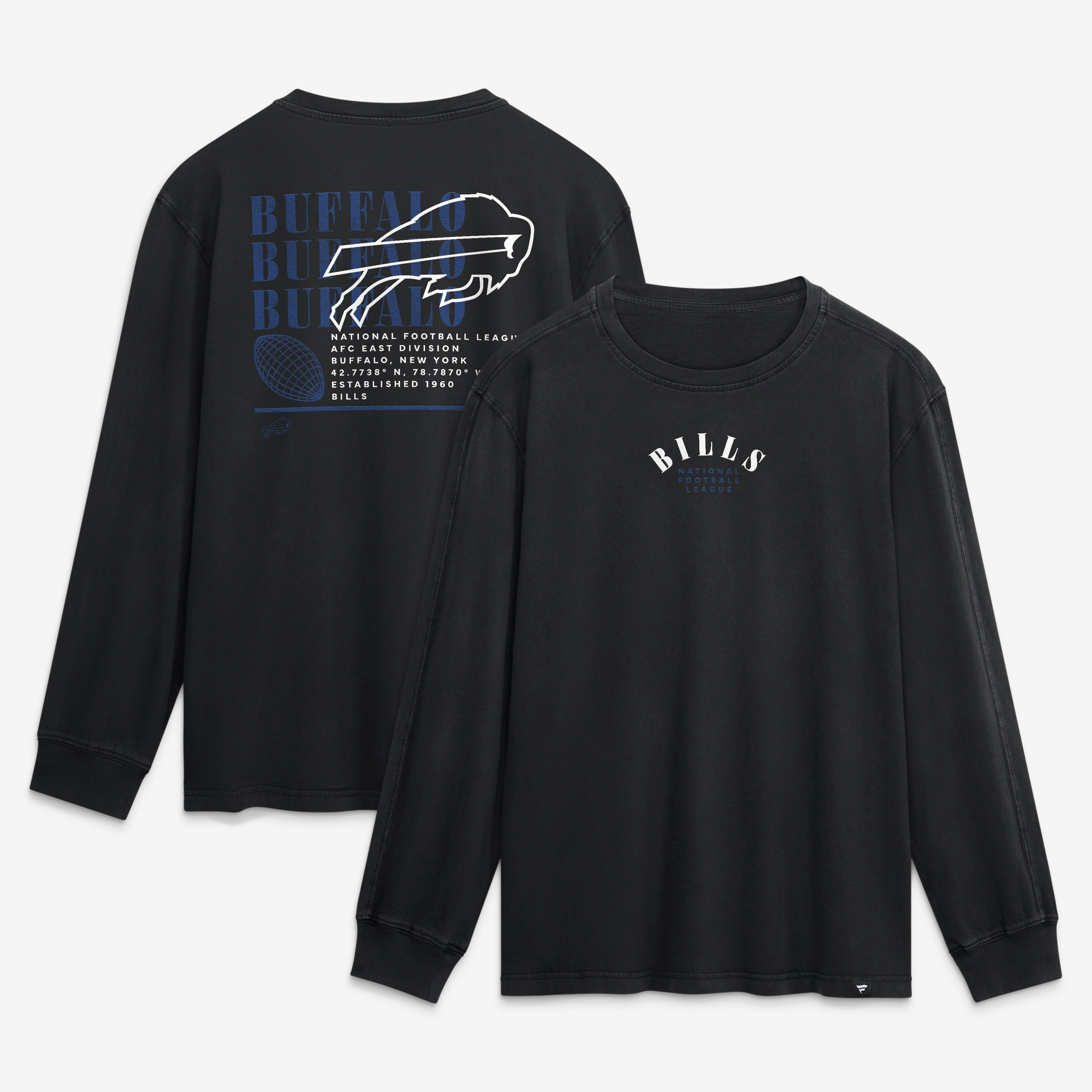 T-shirt à manches longues décontracté Buffalo Bills noir Fanatics pour homme