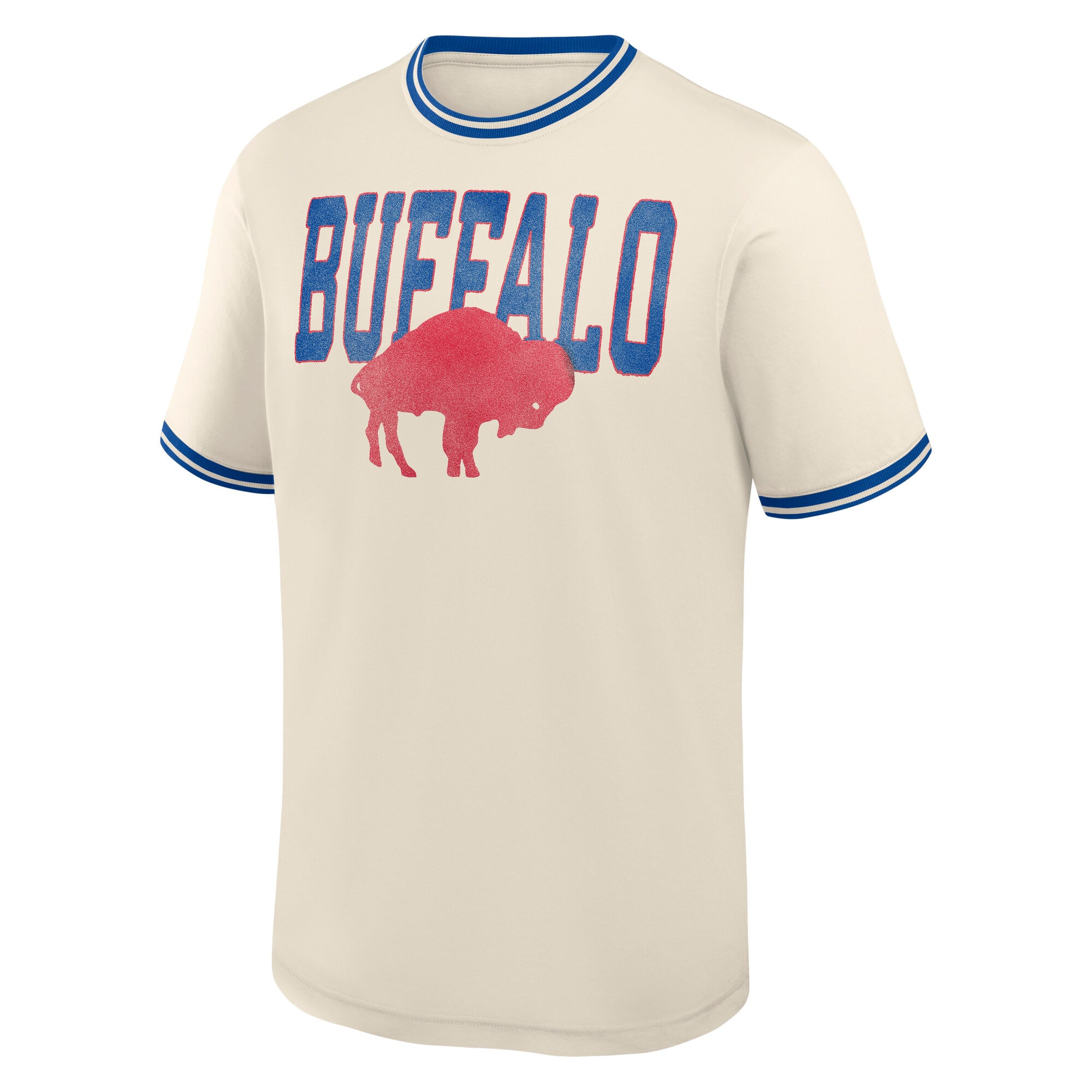 Men's Fanatics Cream Buffalo Bills Time Honored Tradition Ringer Fashion Top