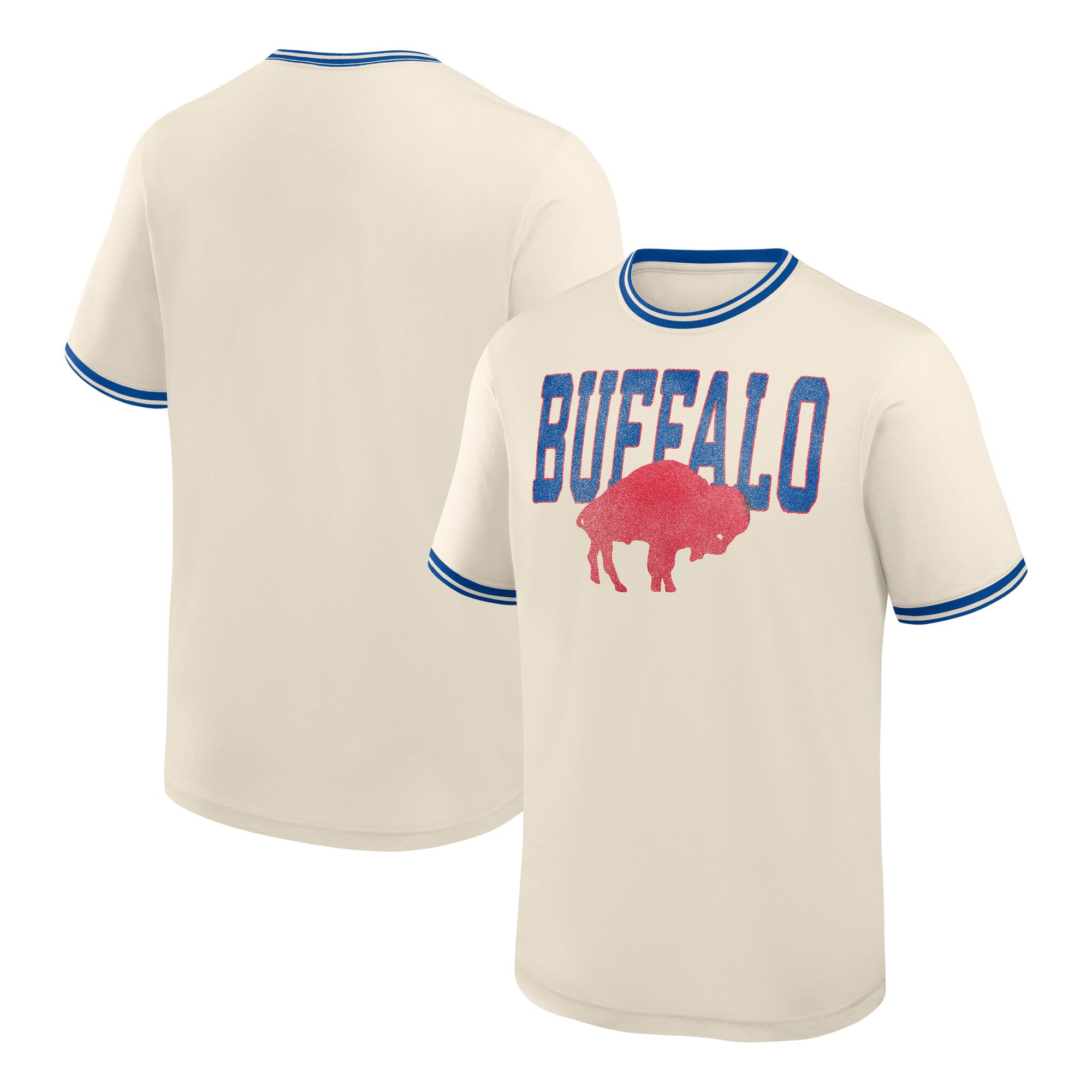 Men's Fanatics Cream Buffalo Bills Time Honored Tradition Ringer Fashion Top