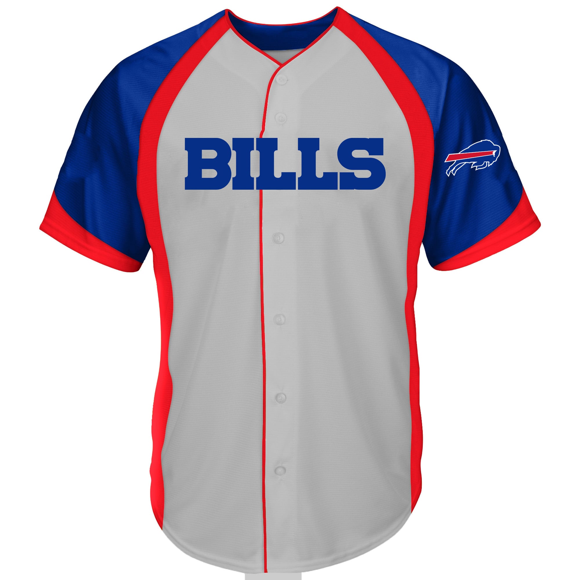 Men's Fanatics Gray Buffalo Bills Big & Tall Button-Up Raglan Fashion Top