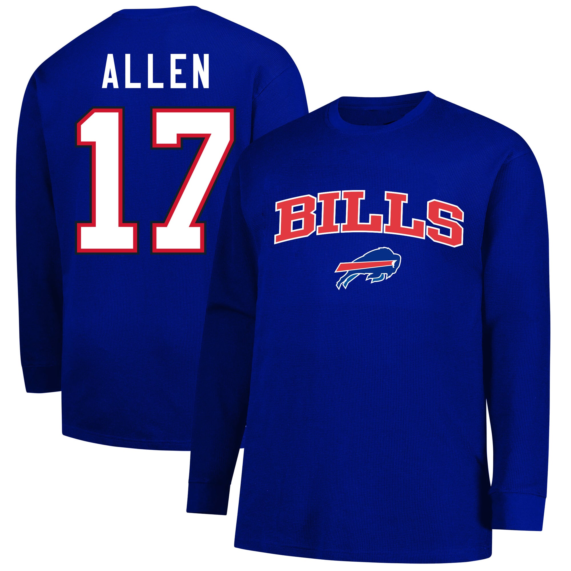 T-shirt thermique à manches longues gaufrées Fanatics Josh Allen Royal Buffalo Bills pour hommes, grandes tailles
