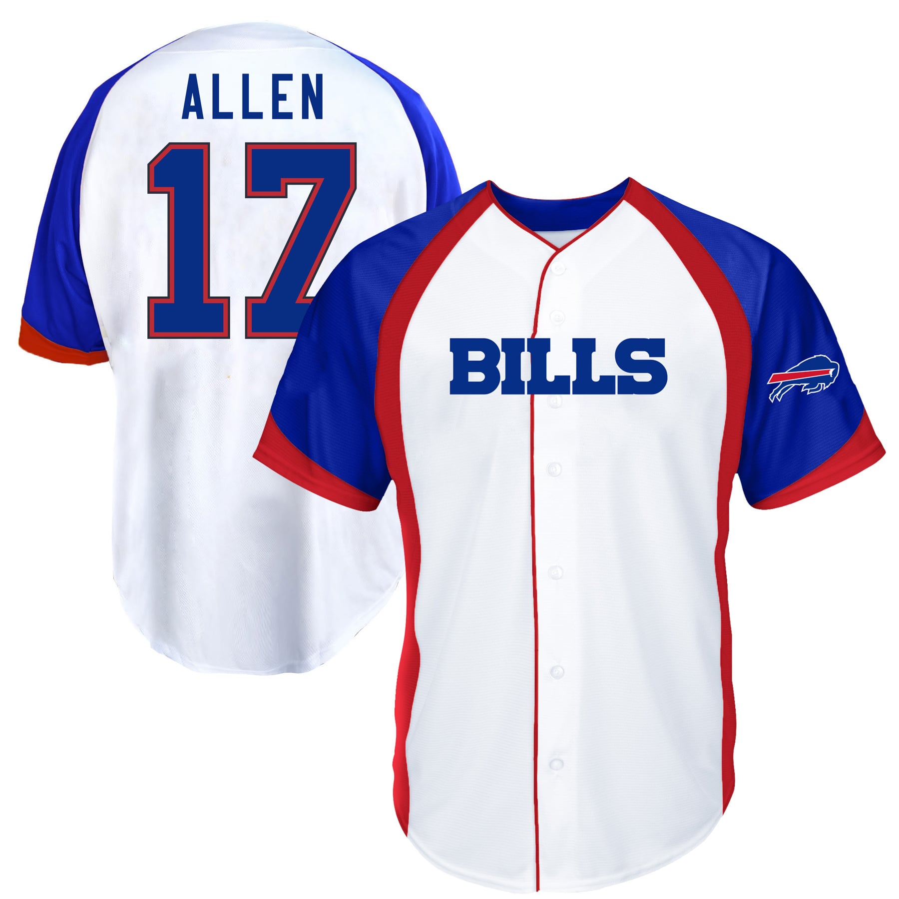 Men's Fanatics Josh Allen White Buffalo Bills Big & Tall Button-Up Baseball Jersey Top