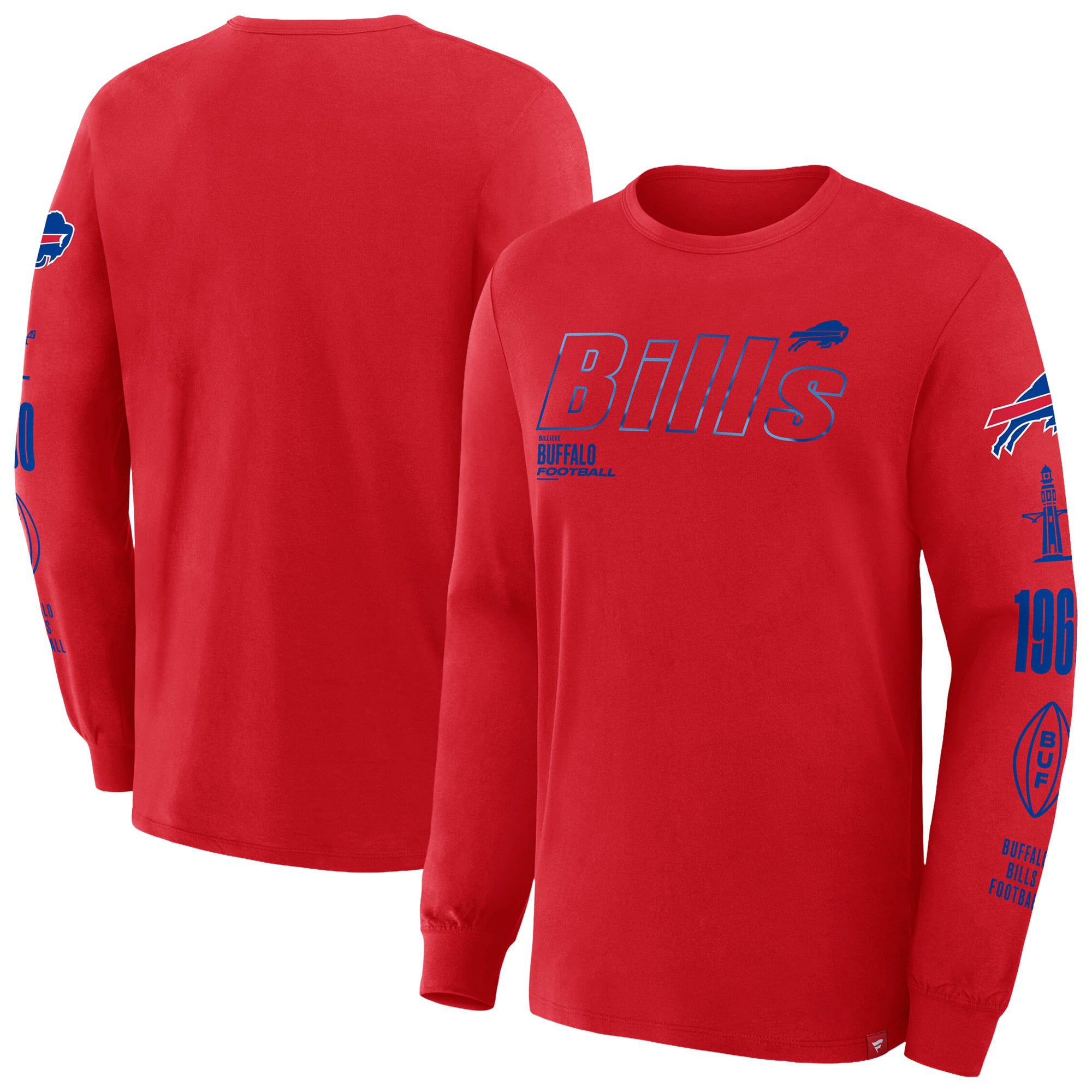 T-shirt Fanatics rouge Buffalo Bills pour hommes, grandes tailles, avec passe de contrôle