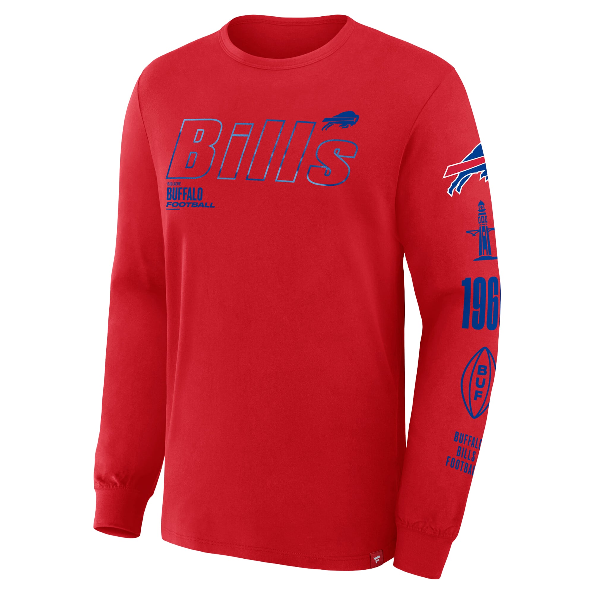 T-shirt Fanatics rouge Buffalo Bills pour hommes, grandes tailles, avec passe de contrôle
