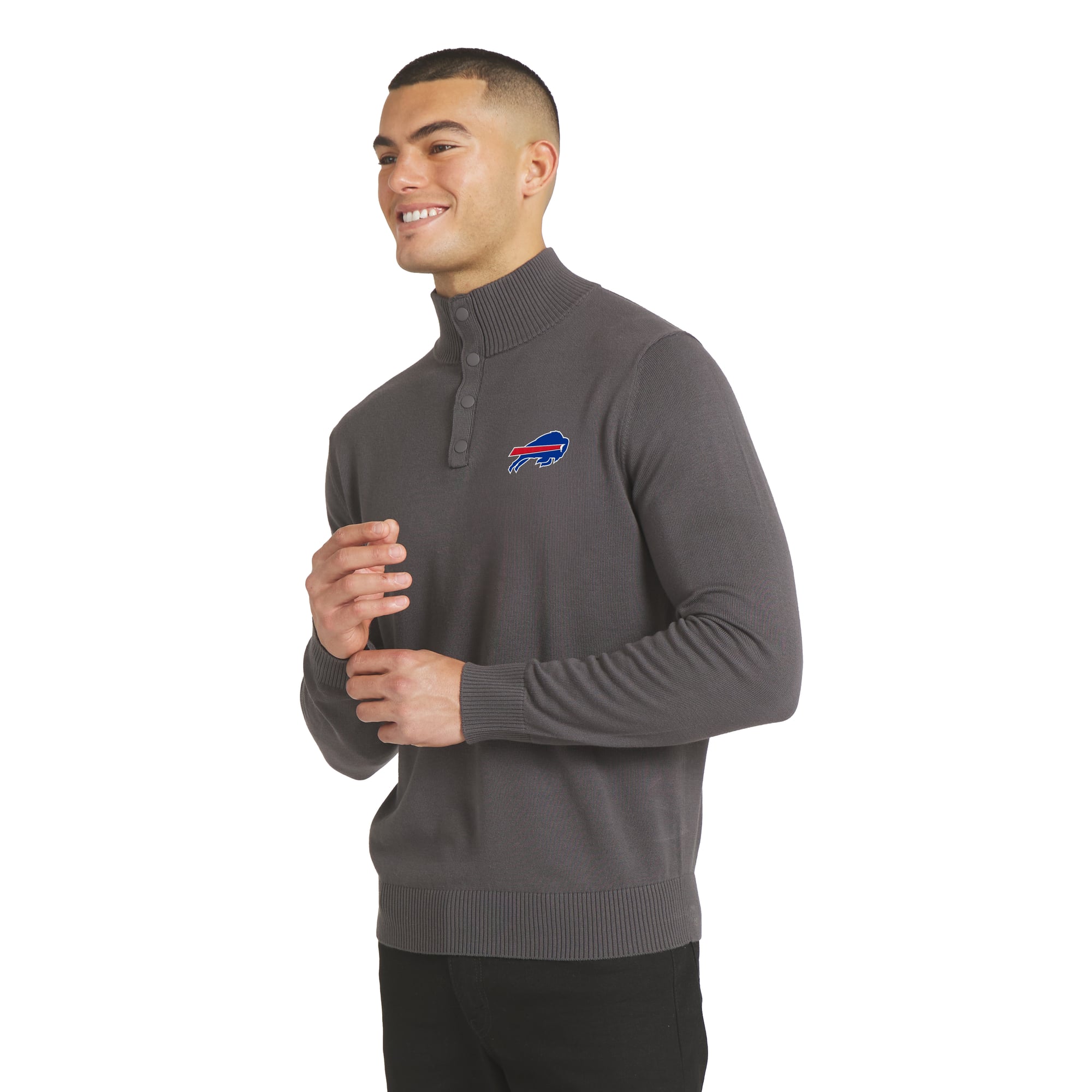Pull à boutons-pression quart de pouce J. Palmer pour homme, couleur anthracite