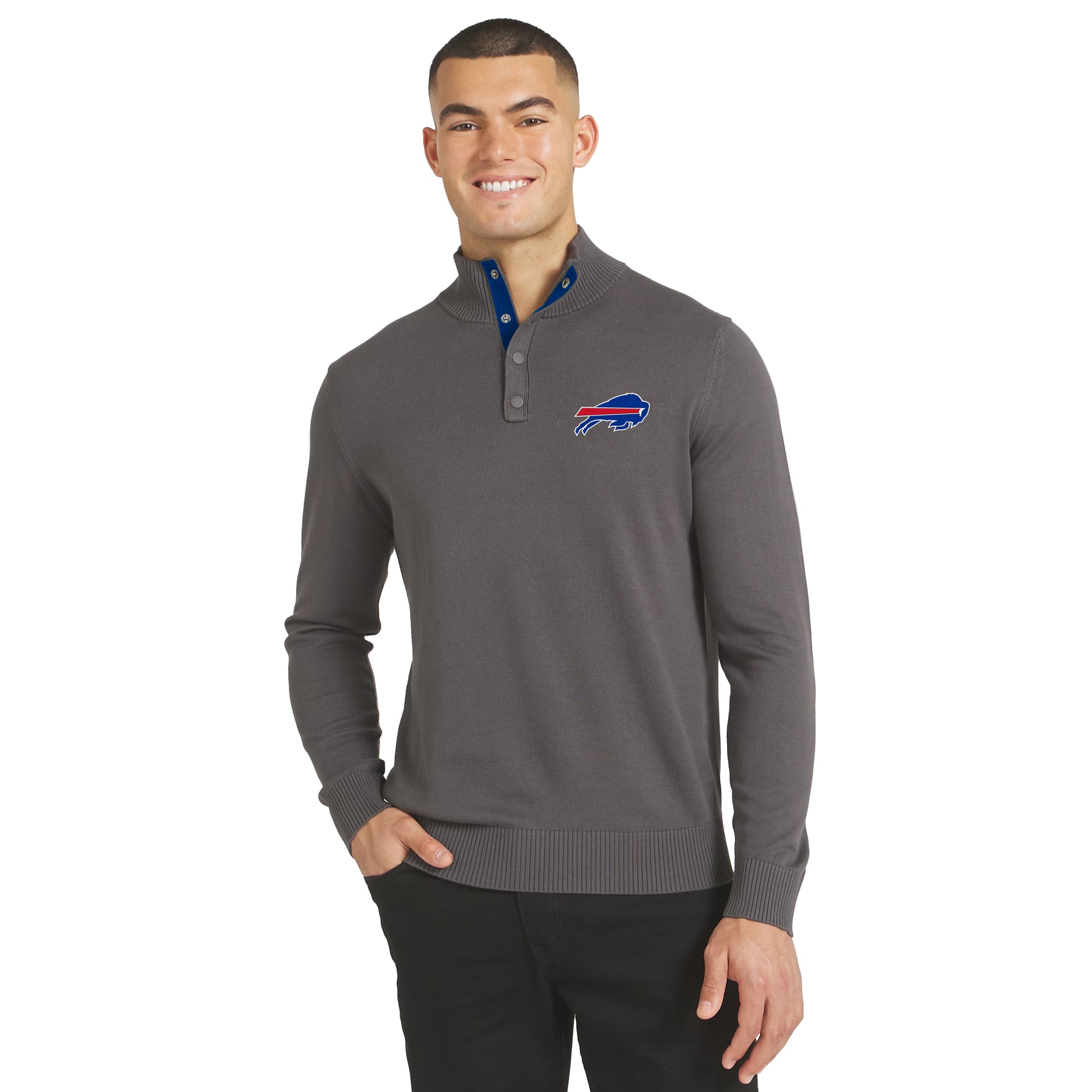 Men's J. Palmer Charcoal Buffalo Bills Sideline Quarter-Snap Sweater