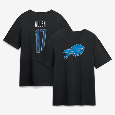 Josh Allen Buffalo Bills Metallic Mascot Name & Number T-Shirt - Black