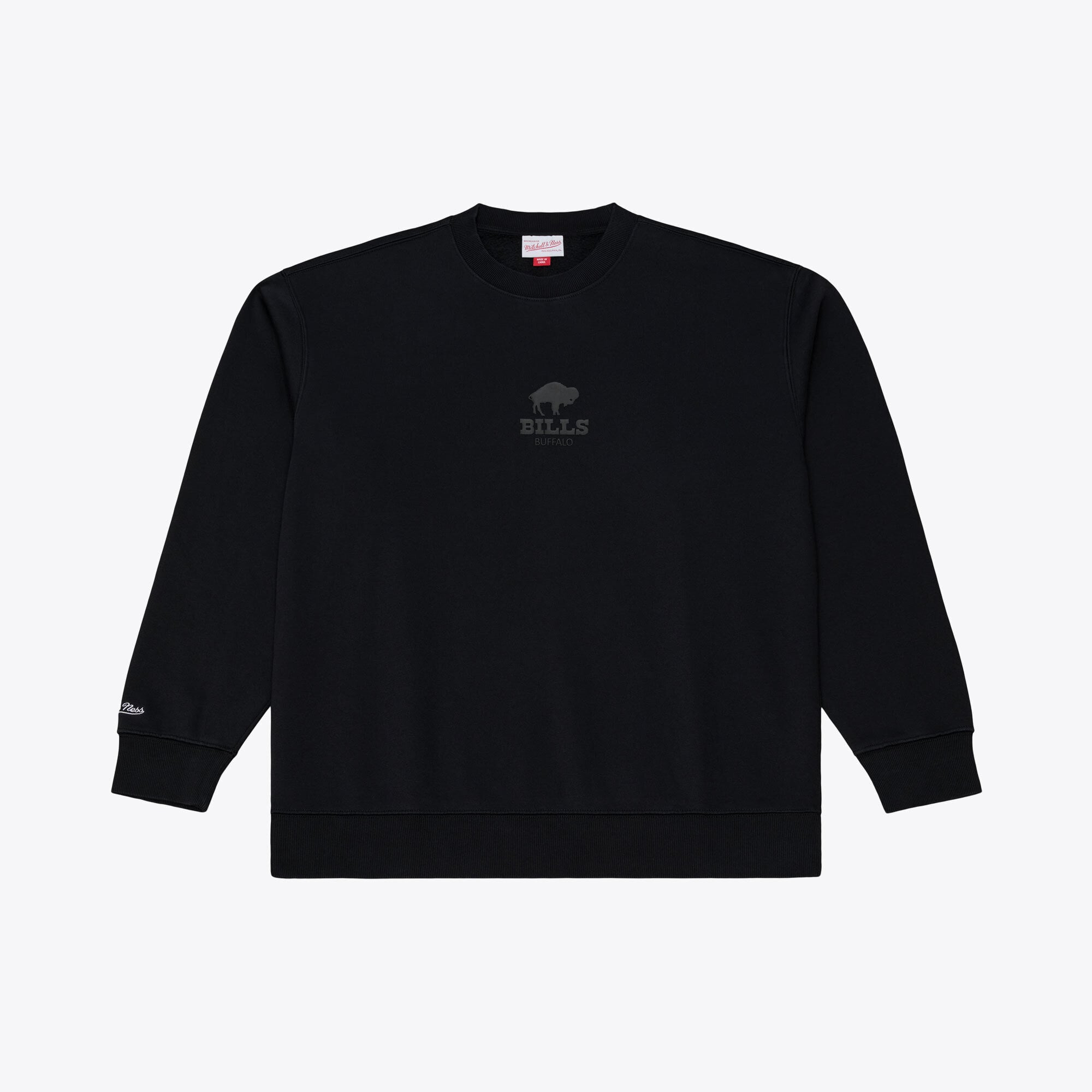 Men's Mitchell & Ness Black Buffalo Bills Core Essentials Micro Logo Fleece Sweatshirt