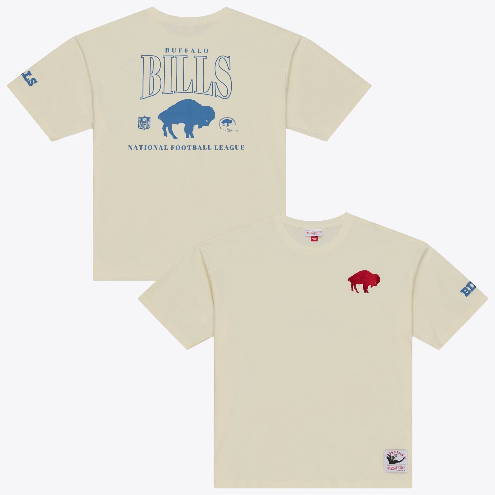T-shirt Mitchell & Ness crème Buffalo Bills oversize Heritage Hues pour homme