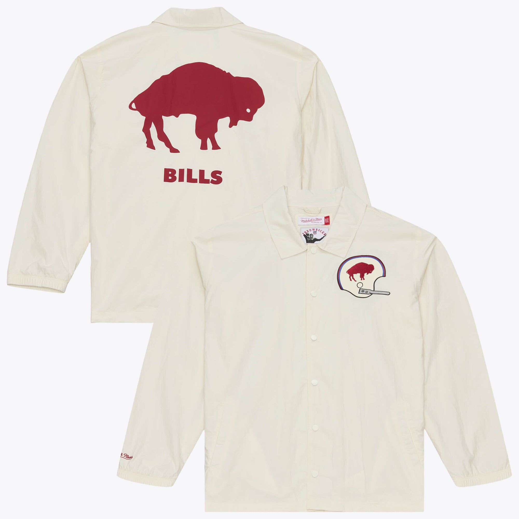 Men's Mitchell & Ness Cream Buffalo Bills Retro Roots Coaches Jacket