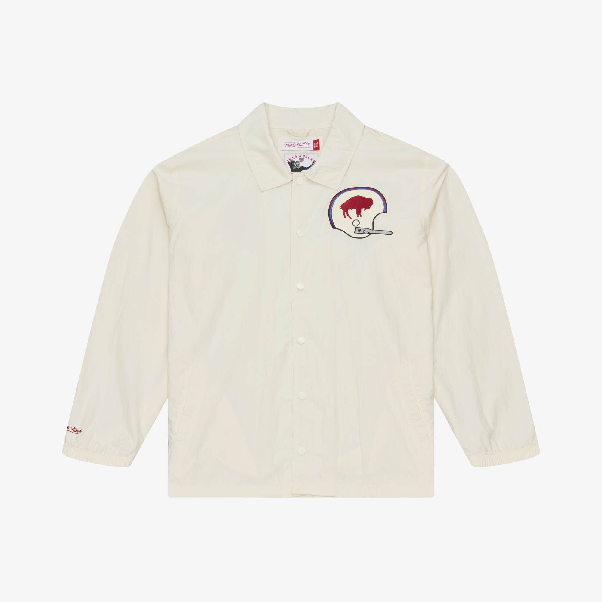 Men's Mitchell & Ness Cream Buffalo Bills Retro Roots Coaches Jacket