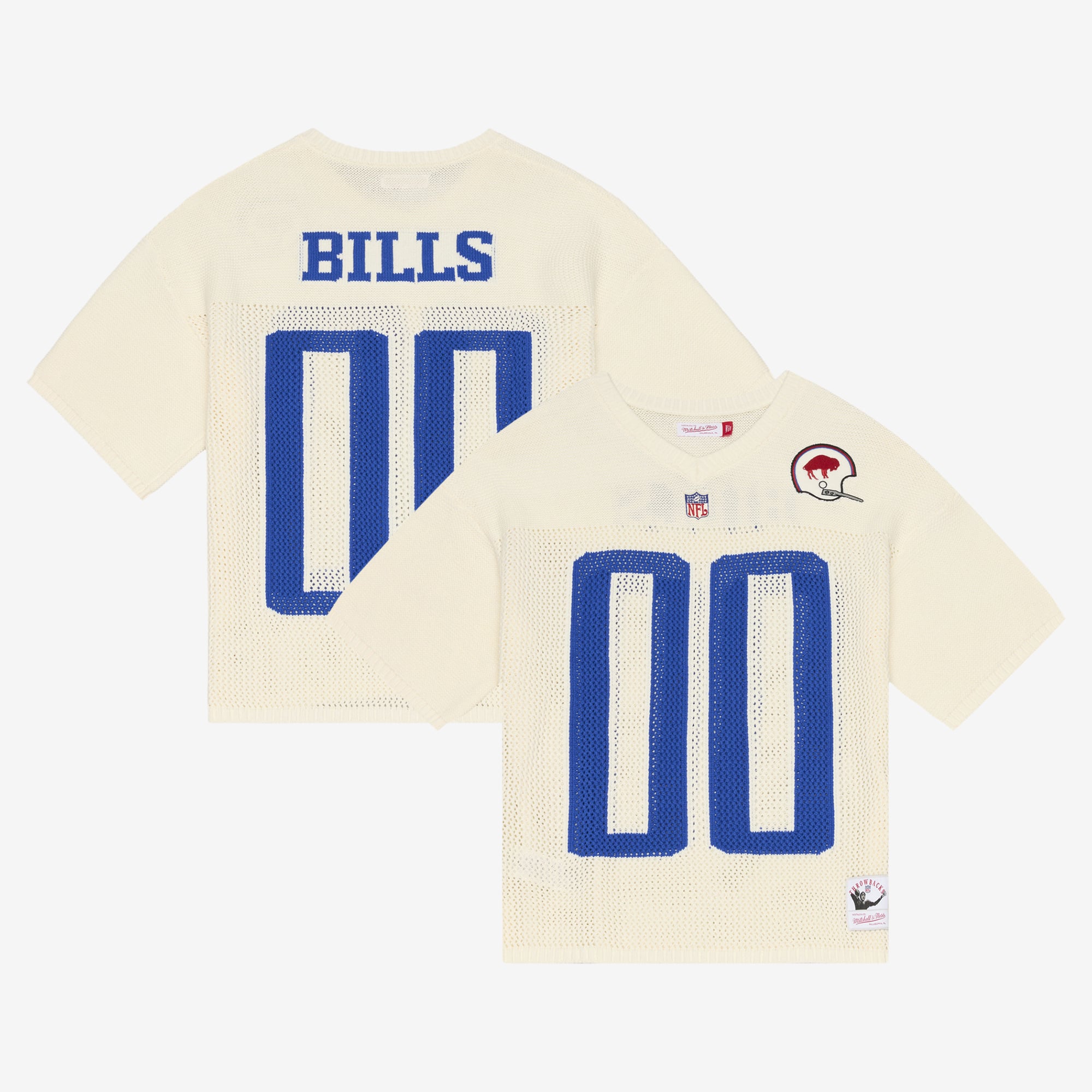Maillot de baseball Mitchell & Ness crème Buffalo Bills Retro Roots à manches courtes pour homme
