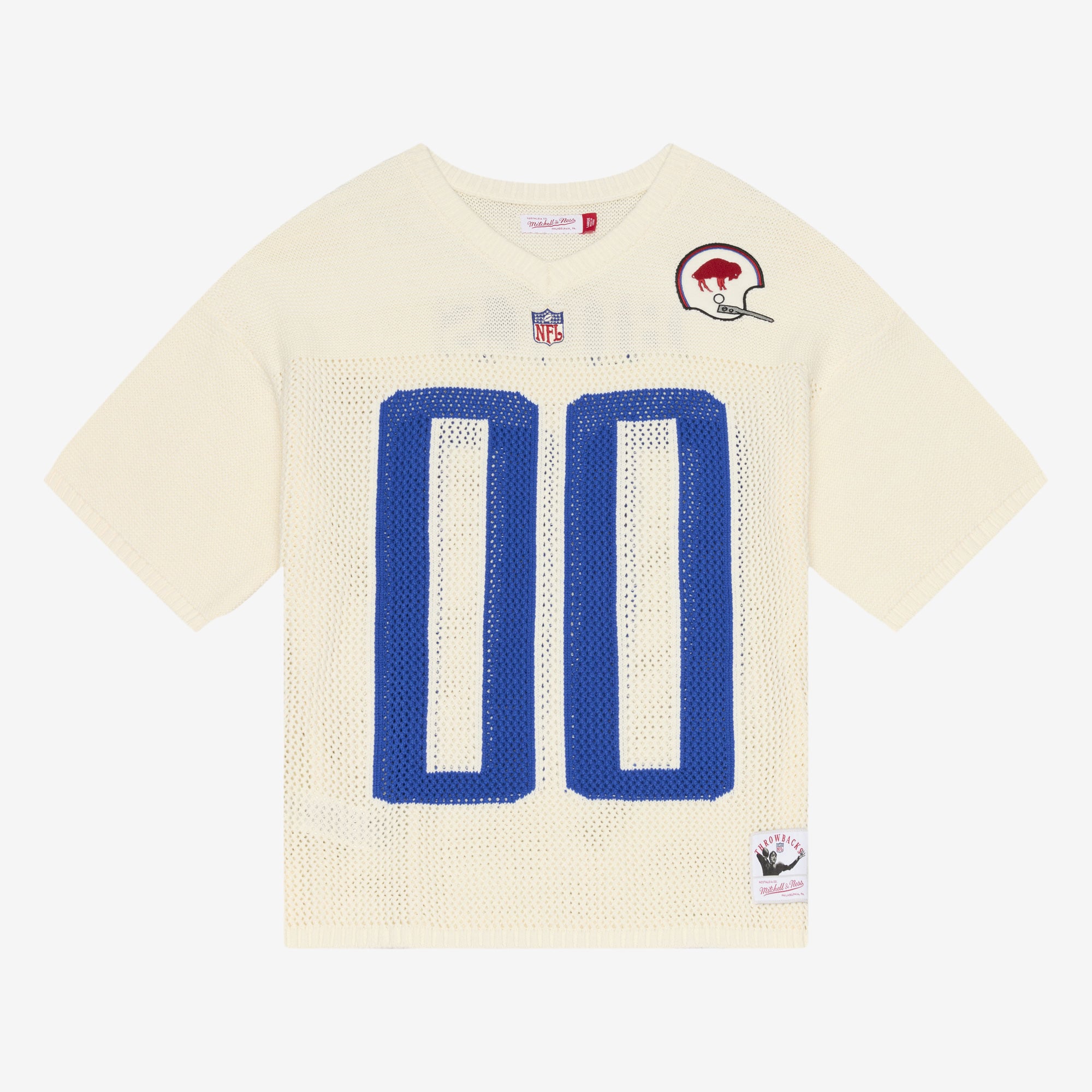Maillot de baseball Mitchell & Ness crème Buffalo Bills Retro Roots à manches courtes pour homme
