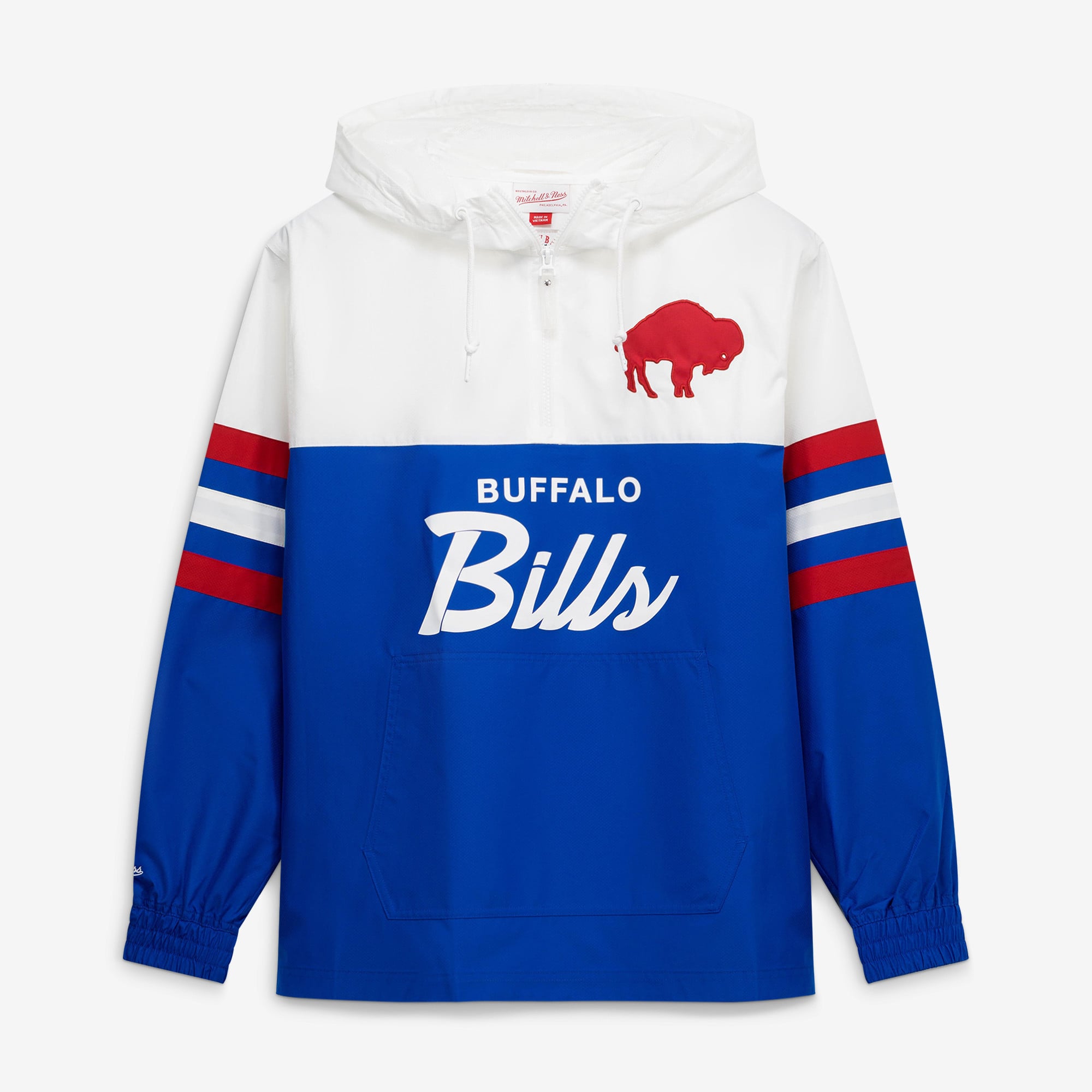 Men's Mitchell & Ness Royal Buffalo Bills Head Coach Anorak Quarter-Zip Windbreaker Jacket