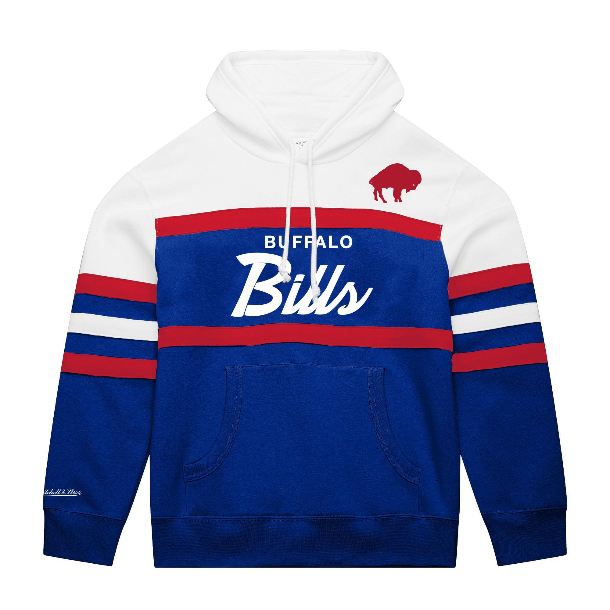 Men's Mitchell & Ness  White/Royal Buffalo Bills Big Tall Head Coach Hoodie