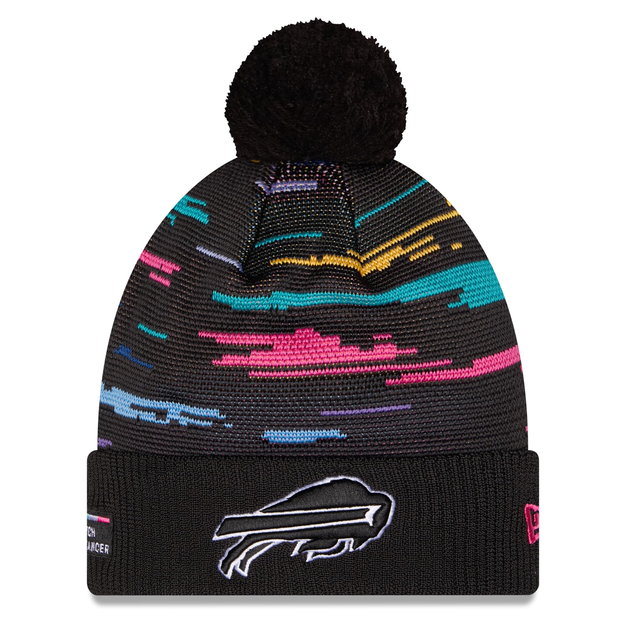 Men's New Era Black Buffalo Bills 2026 NFL Crucial Catch Cuffed Knit Hat with Pom