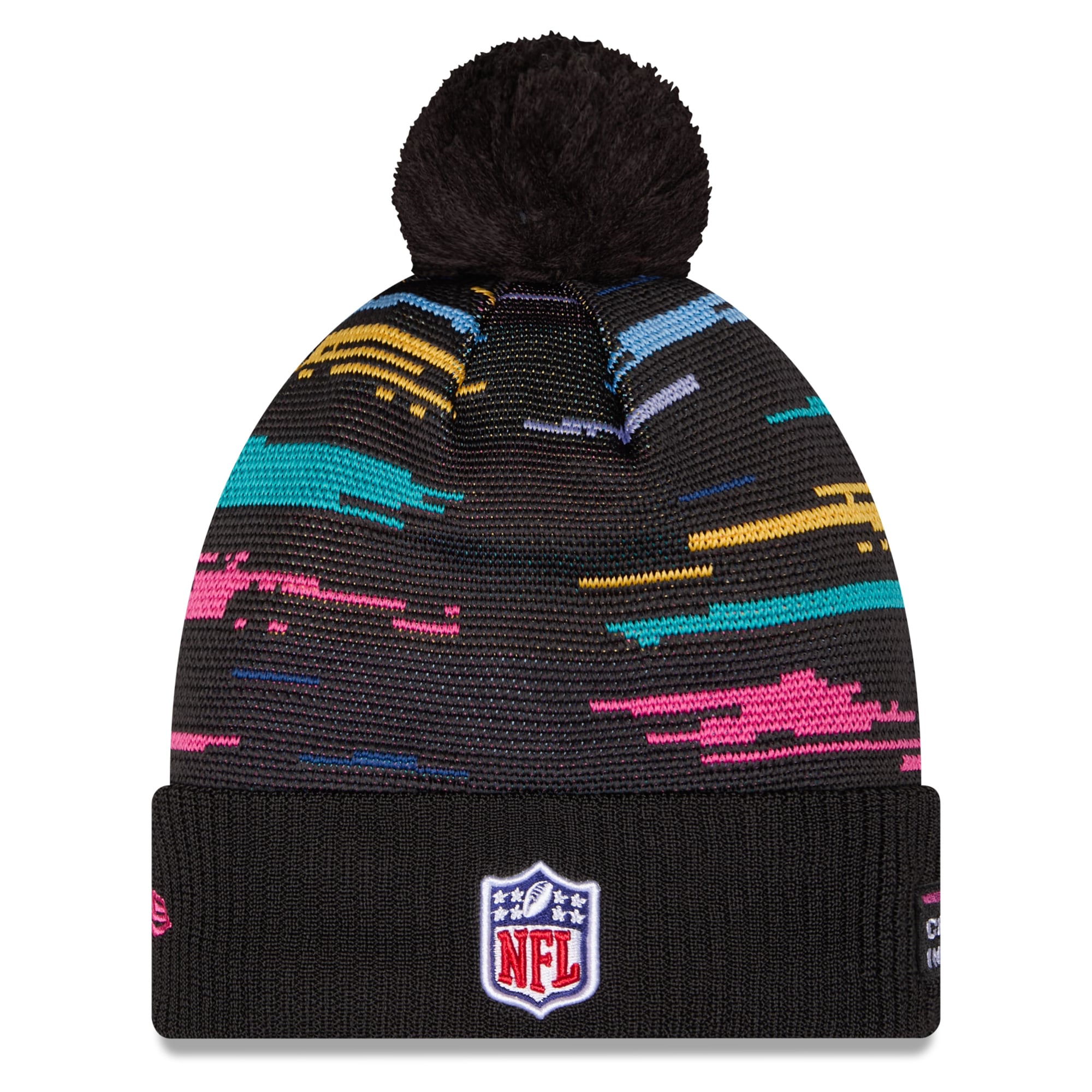 Men's New Era Black Buffalo Bills 2026 NFL Crucial Catch Cuffed Knit Hat with Pom