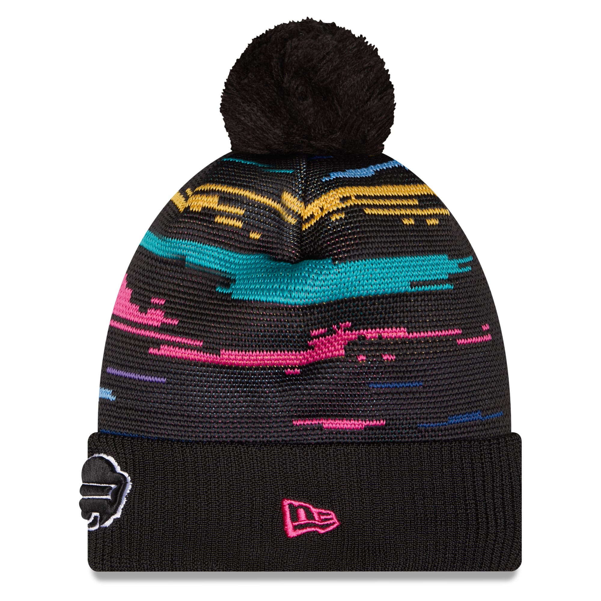 Men's New Era Black Buffalo Bills 2026 NFL Crucial Catch Cuffed Knit Hat with Pom