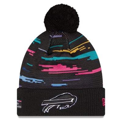 Buffalo Bills New Era 2026 NFL Crucial Catch Cuffed Knit Hat with Pom - Black