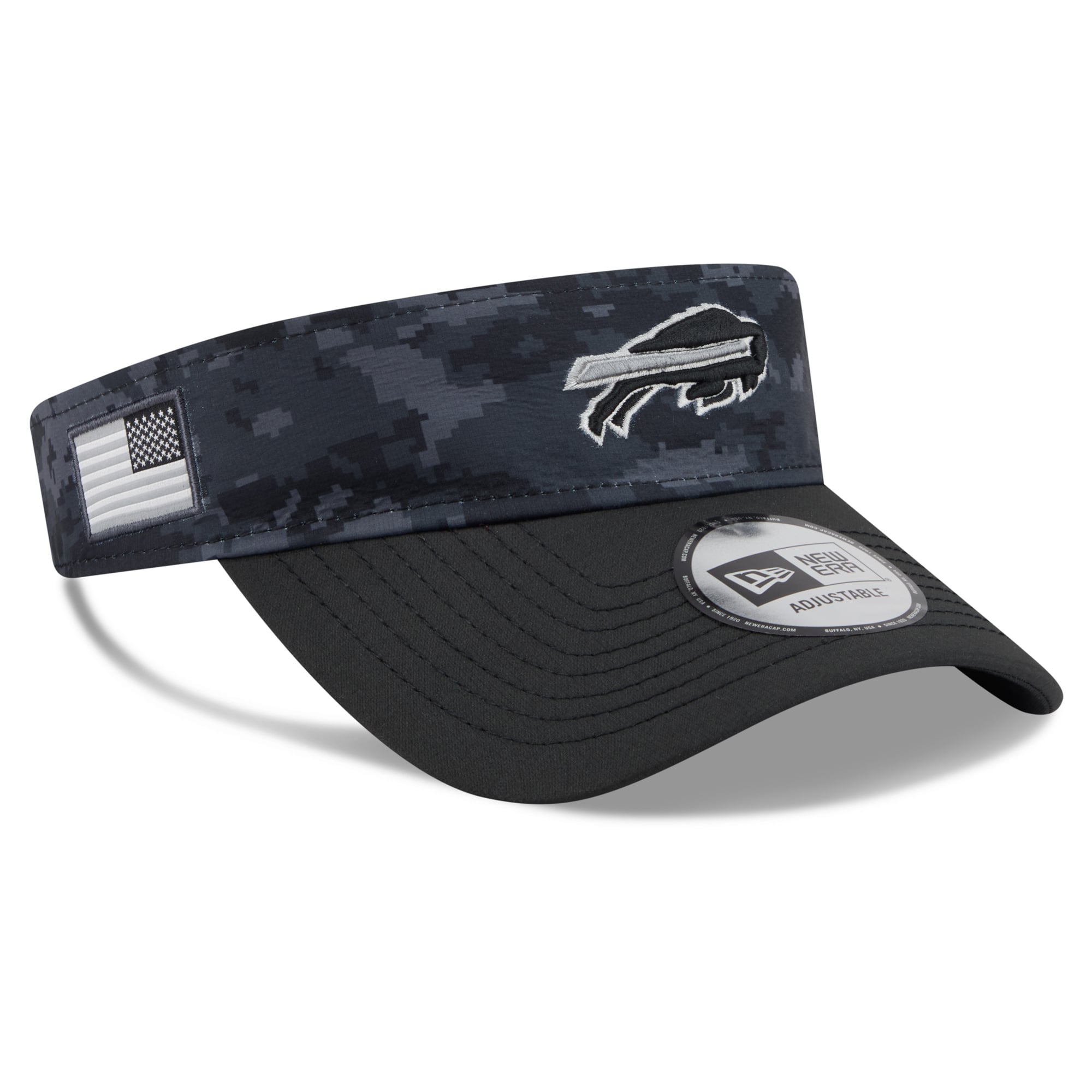 Casquette New Era noire pour homme Buffalo Bills 2026 Salute To Service, visière ajustable
