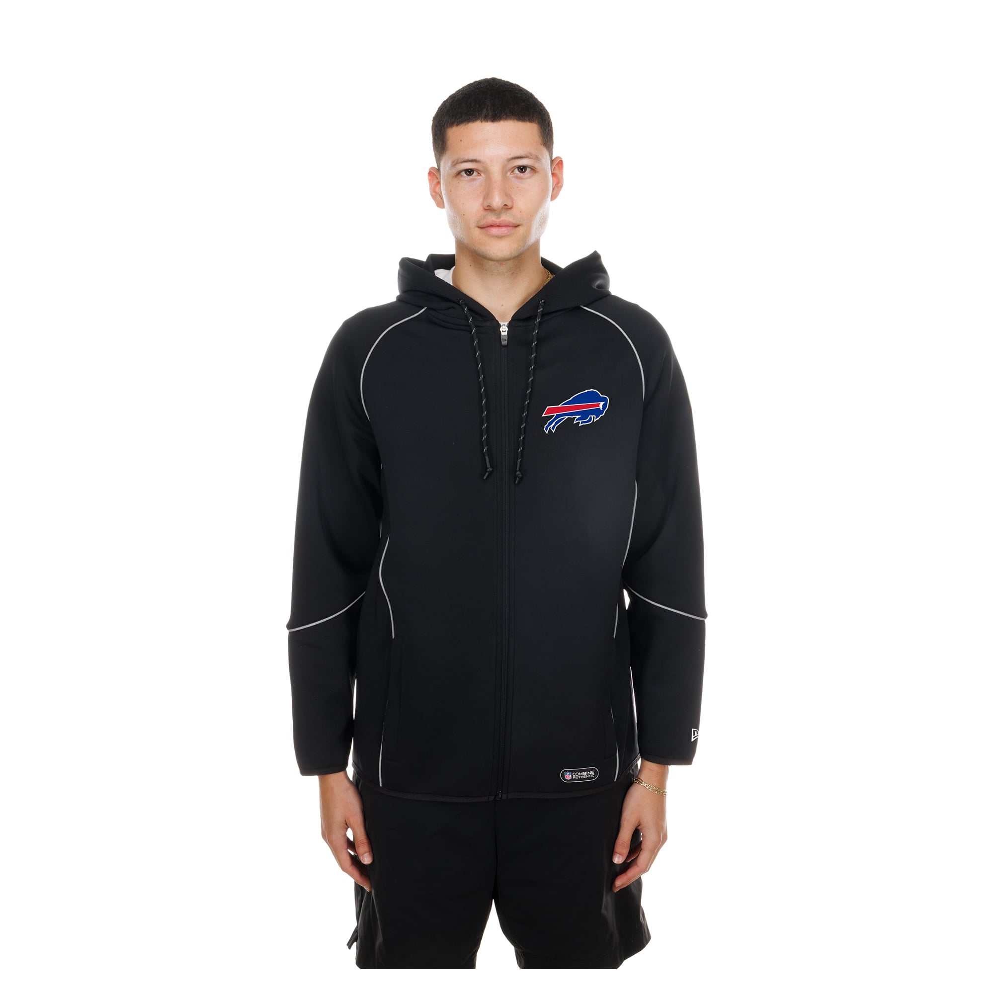 Men's New Era Black Buffalo Bills Combine Authentic Raglan Full-Zip Hoodie