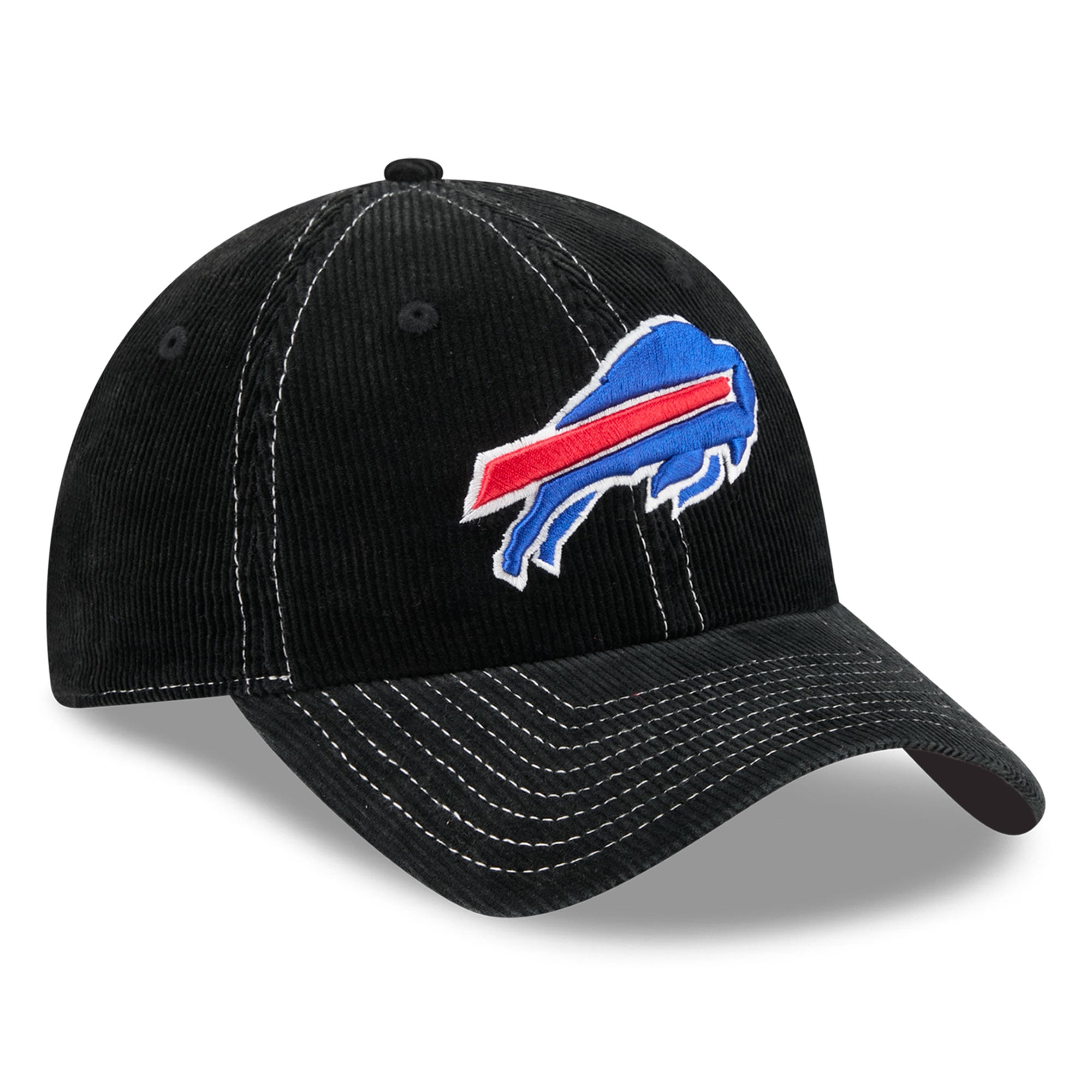 Casquette New Era Buffalo Bills noire en velours côtelé pour homme, style classique décontracté et ajustable