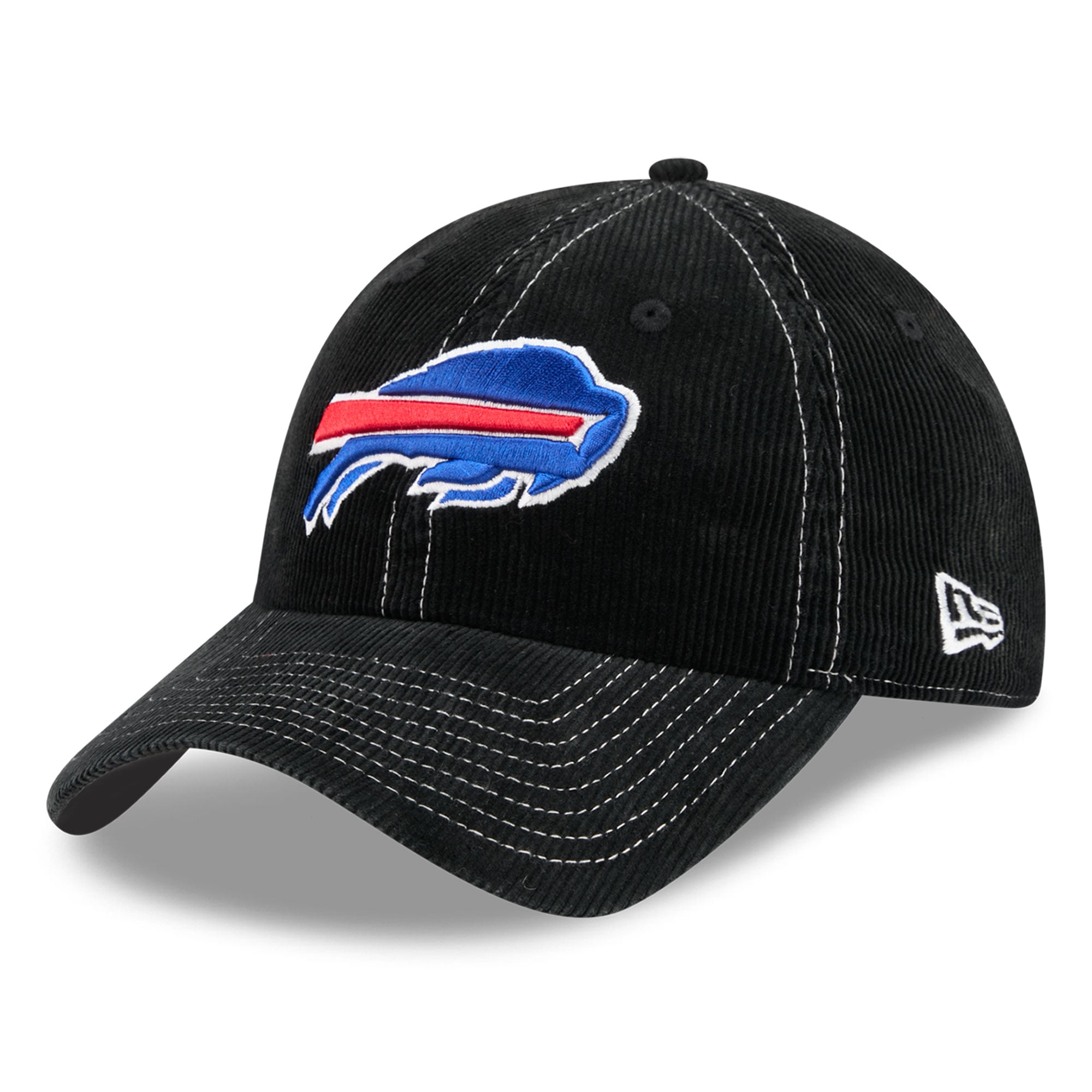 Casquette New Era Buffalo Bills noire en velours côtelé pour homme, style classique décontracté et ajustable
