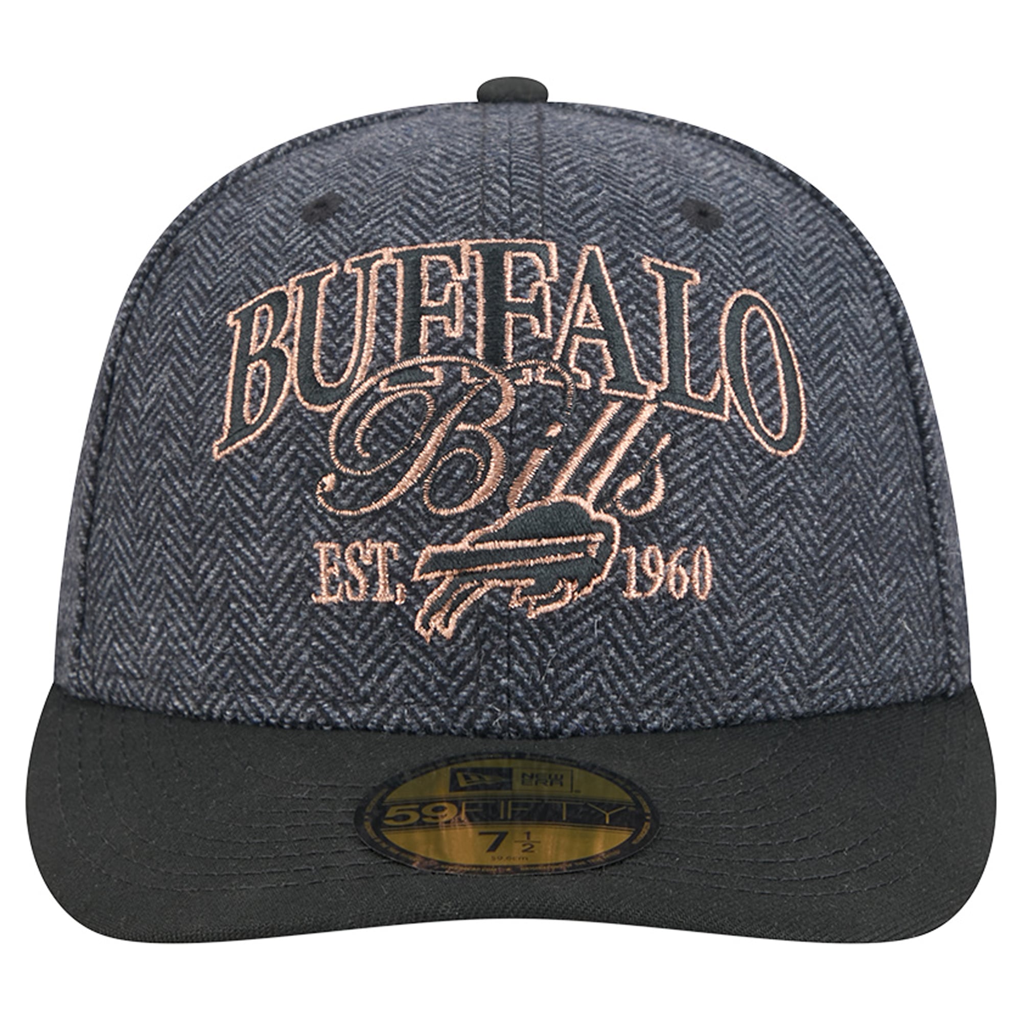 Casquette ajustée New Era Buffalo Bills noire pour homme 59FIFTY en fausse laine