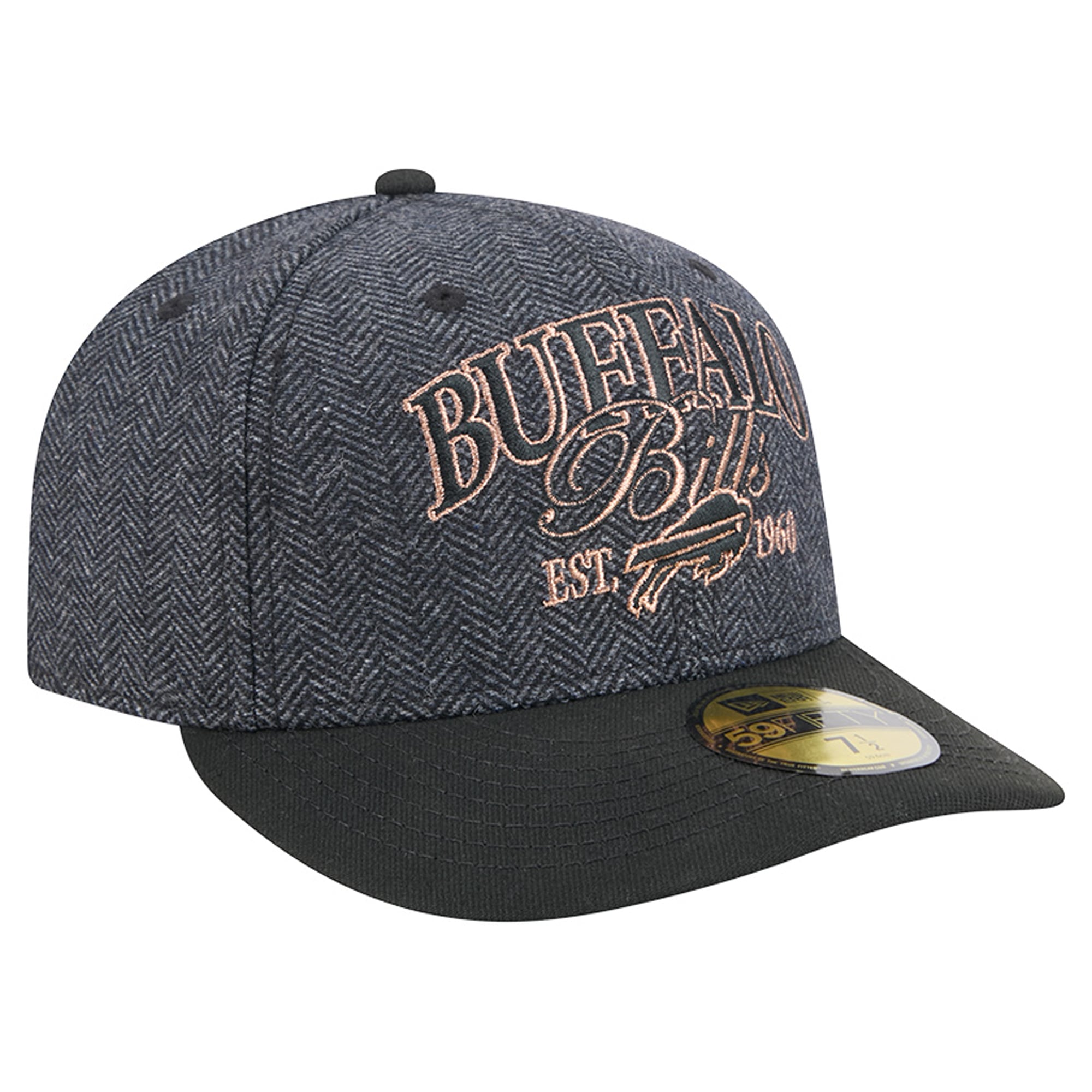 Casquette ajustée New Era Buffalo Bills noire pour homme 59FIFTY en fausse laine