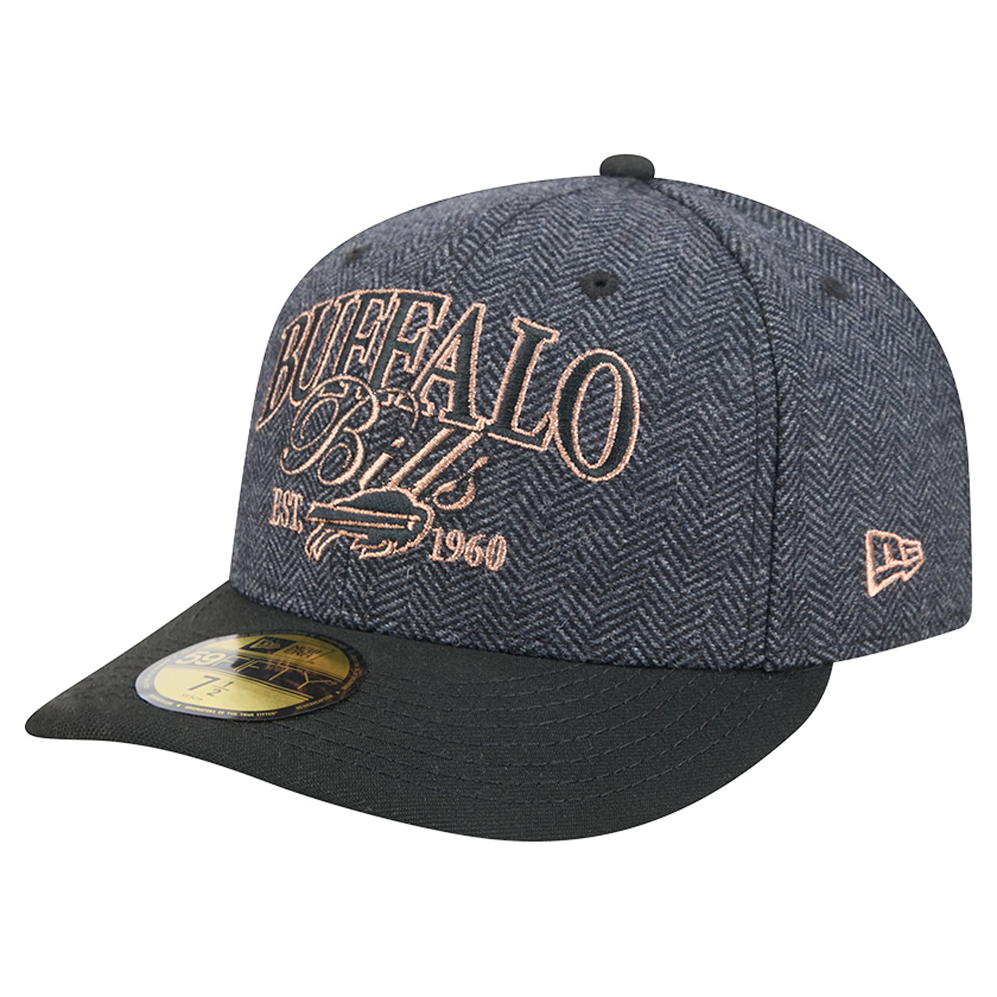 Casquette ajustée New Era Buffalo Bills noire pour homme 59FIFTY en fausse laine