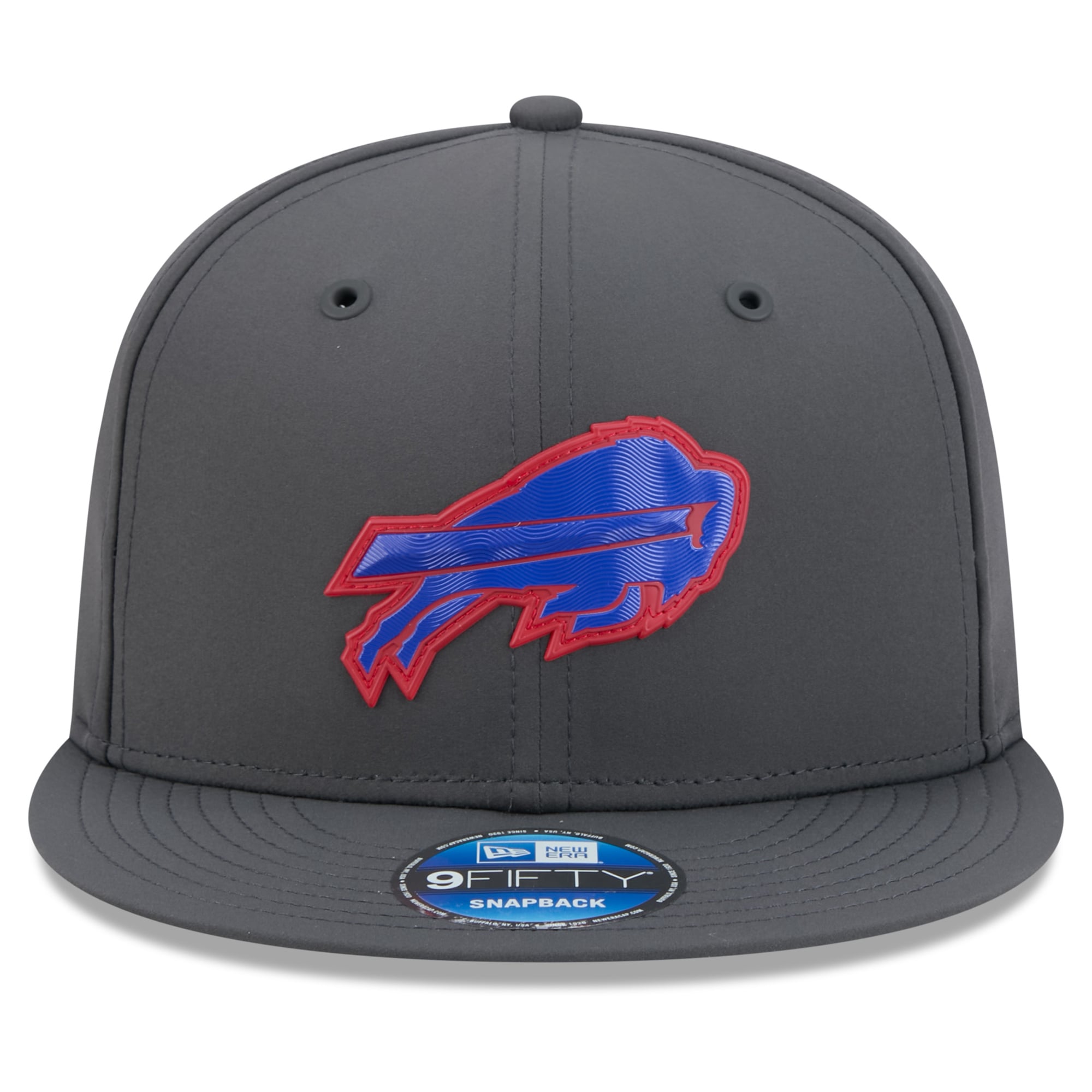 Casquette snapback New Era Buffalo Bills 2026 Sideline pour homme, couleur anthracite, modèle 9FIFTY, idéale pour les temps froids.