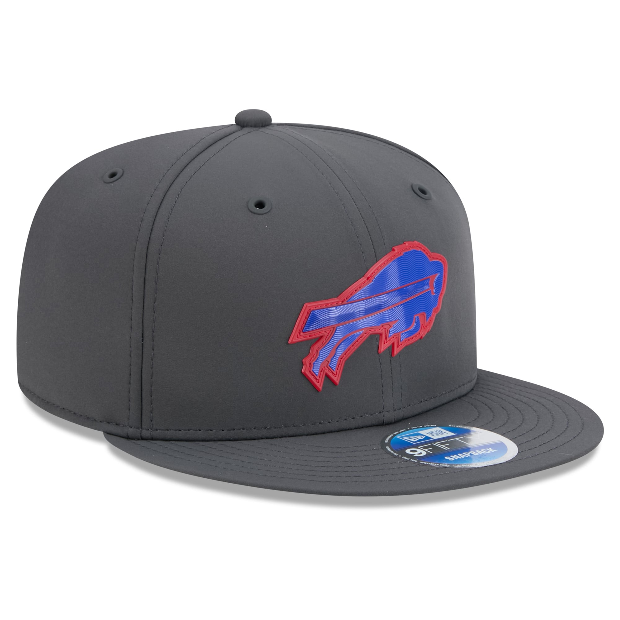 Casquette snapback New Era Buffalo Bills 2026 Sideline pour homme, couleur anthracite, modèle 9FIFTY, idéale pour les temps froids.