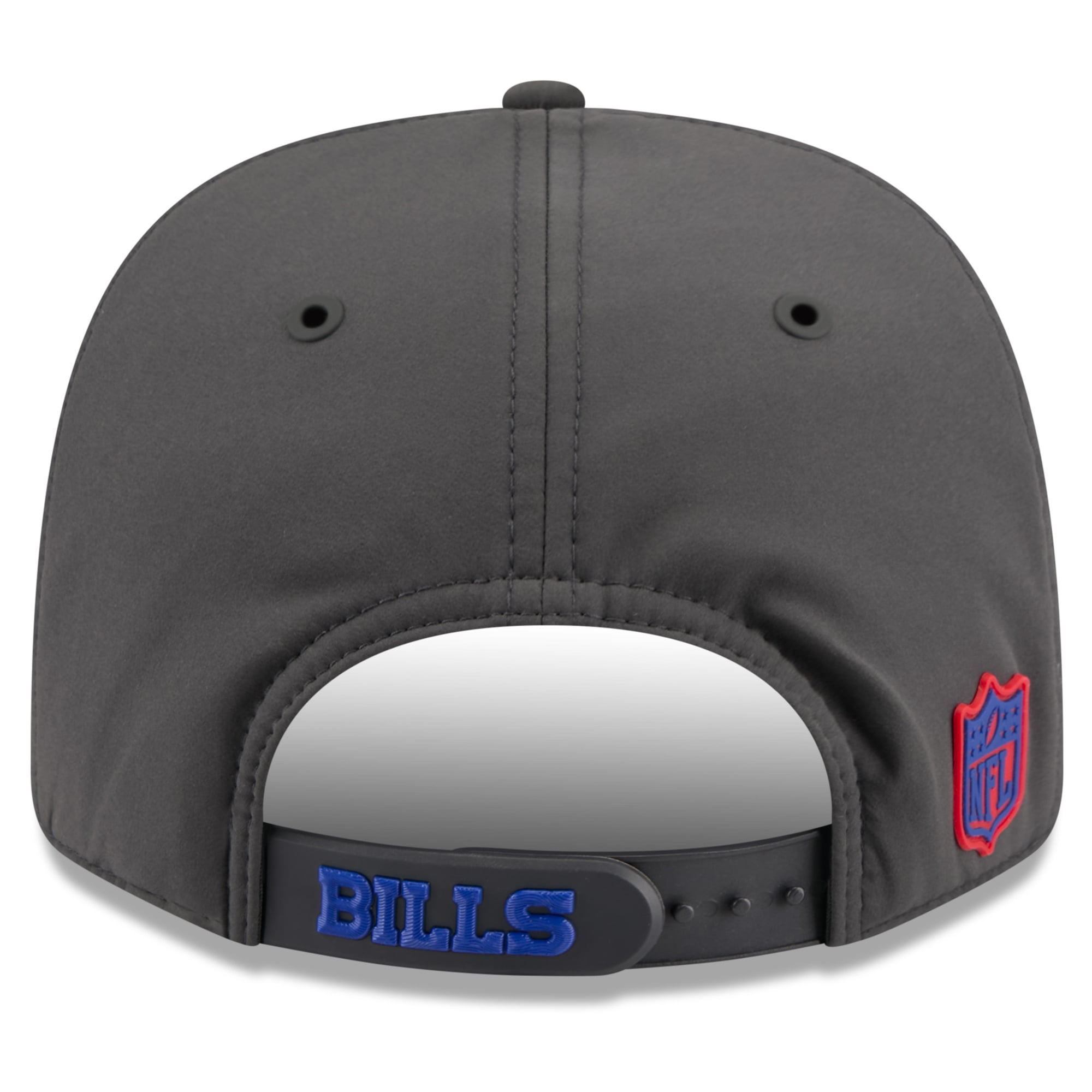 Casquette ajustable New Era Buffalo Bills 2026 Sideline pour homme, couleur anthracite, modèle 9SEVENTY, idéale pour les temps froids.