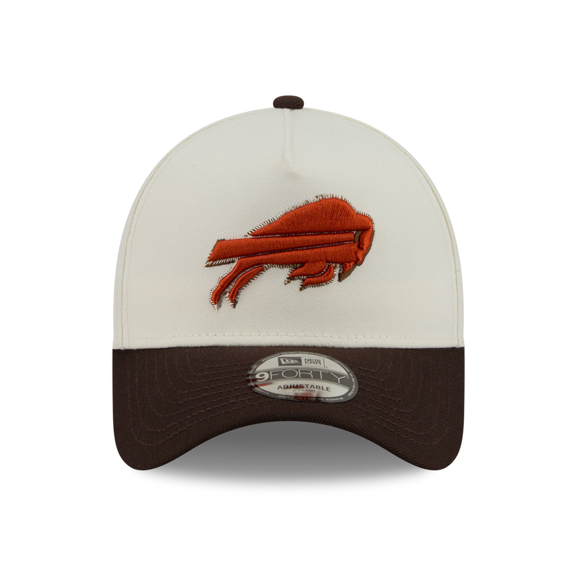 Men's New Era Cream/Brown Buffalo Bills Pumpkin Spice A-Frame 9FORTY Adjustable Hat