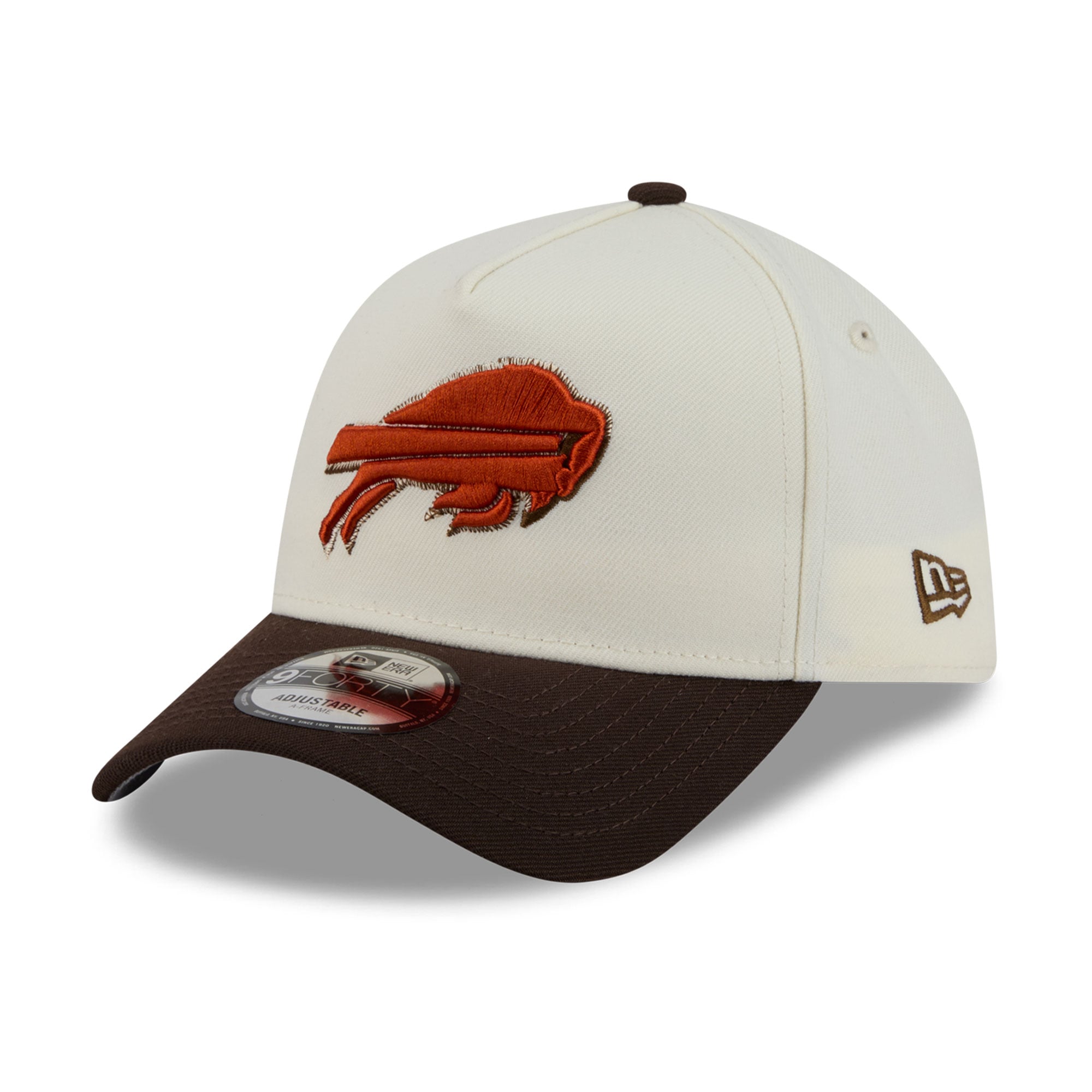 Men's New Era Cream/Brown Buffalo Bills Pumpkin Spice A-Frame 9FORTY Adjustable Hat