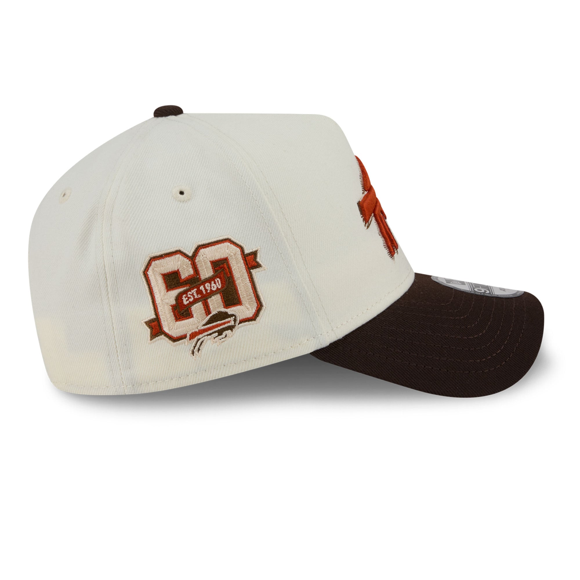 Men's New Era Cream/Brown Buffalo Bills Pumpkin Spice A-Frame 9FORTY Adjustable Hat