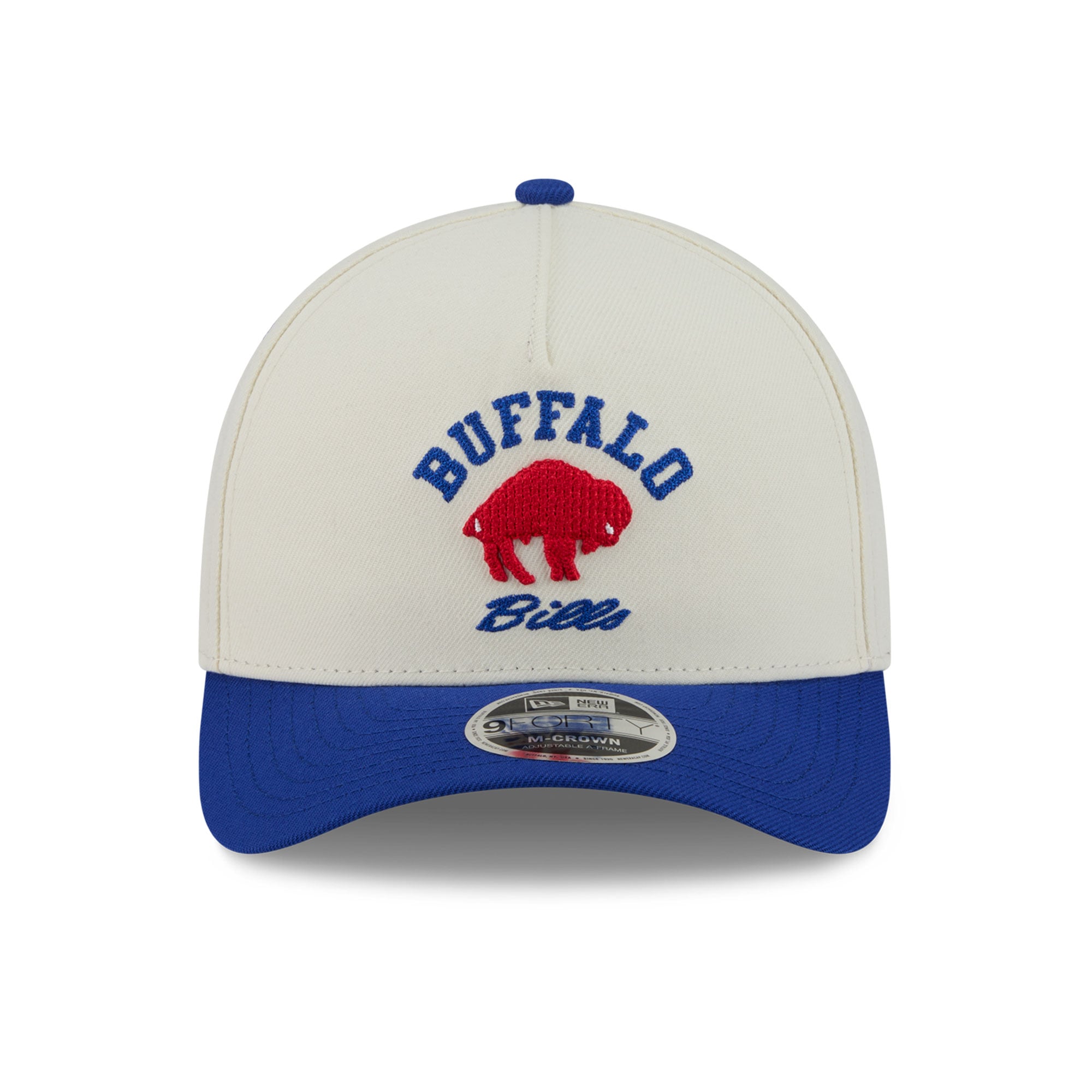 Casquette New Era pour homme, crème/bleu roi, Buffalo Bills Throwback Arch 9FORTY, modèle A-Frame M-Crown, ajustable