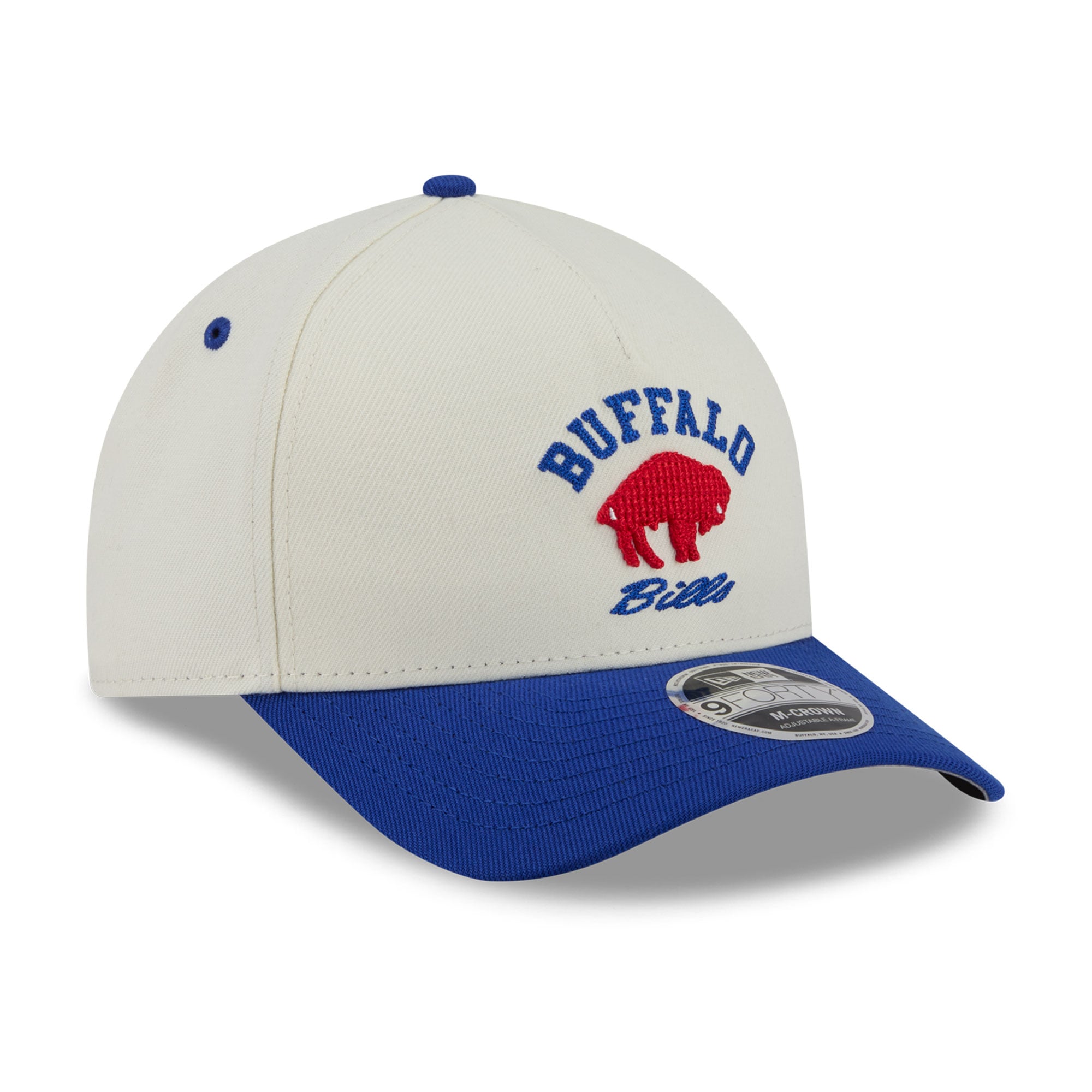Casquette New Era pour homme, crème/bleu roi, Buffalo Bills Throwback Arch 9FORTY, modèle A-Frame M-Crown, ajustable