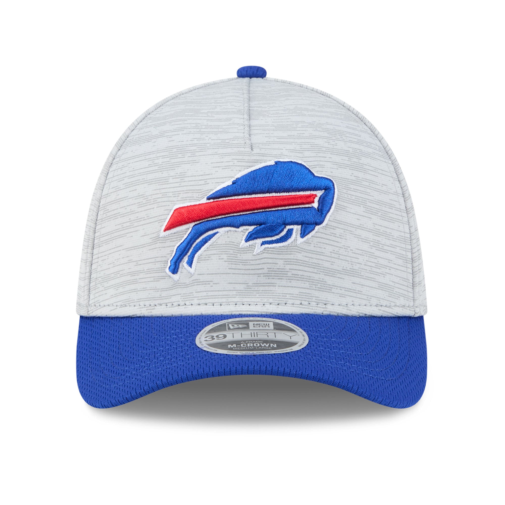 Casquette New Era Flex pour homme, grise et royale, Buffalo Bills Tech M-Crown A-Frame 39THIRTY
